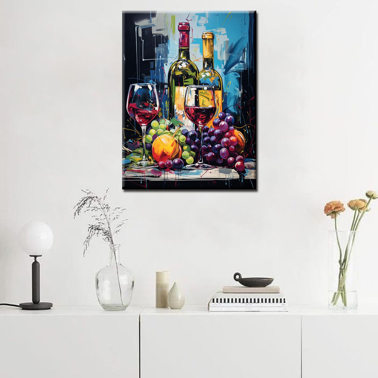 Red Wine Diamond Painting Graffitic Wine Bottle Artwork Fruit Grape Wall Art for,Adult 5D DIY Full Drill Crystal Alcohol Drink Pictures Diamond Art for Adult Bedroom Home Decor(16''Wx 12''H) TUMOVO