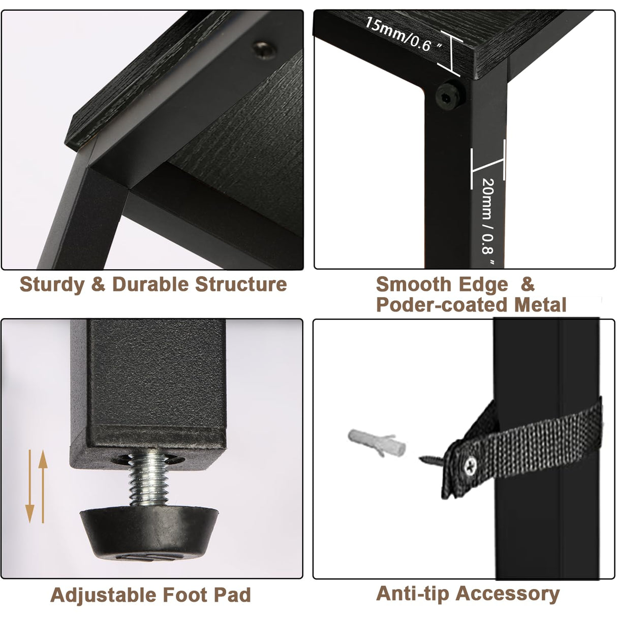 Timberer Narrow Console Table, 47 Inch Sofa Table with Adjustable Shelf, 2-Tier Long Skinny Table for Hallway, Entryway, Living Room, Foyer, Black Timberer