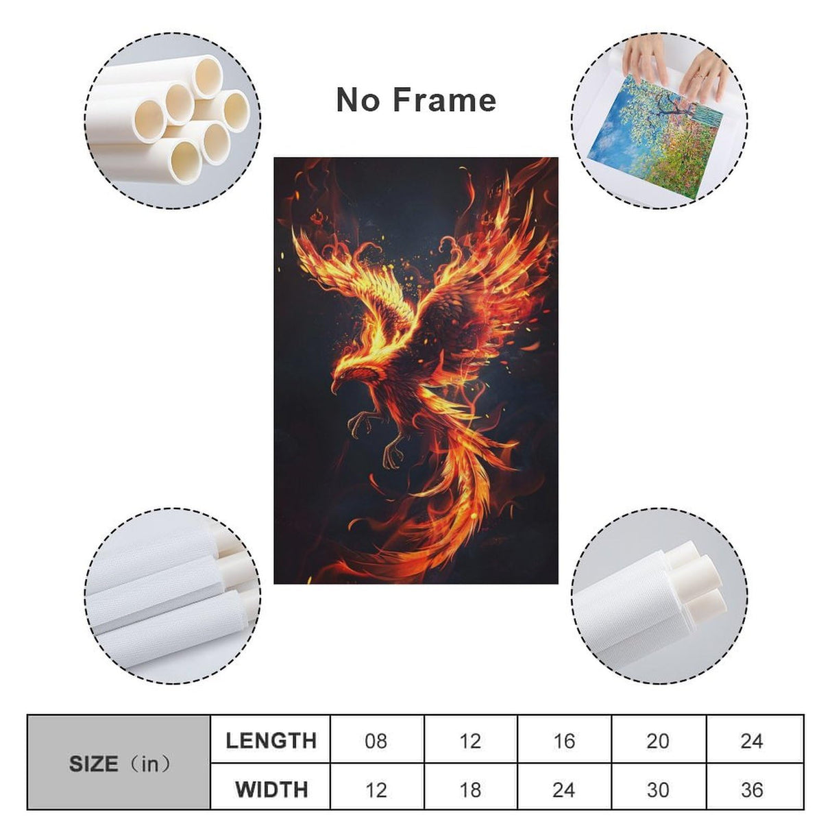 QEOPGNE Phoenix Rising Wall Art Fire Bird Fantasy Phoenix Canvas Art Prints Poster for Bedroom Office Living Room Pictures Paintings Cool Phoenix Wall Decor for Mens Women Unframed 12x18inch(30x45cm) QEOPGNE