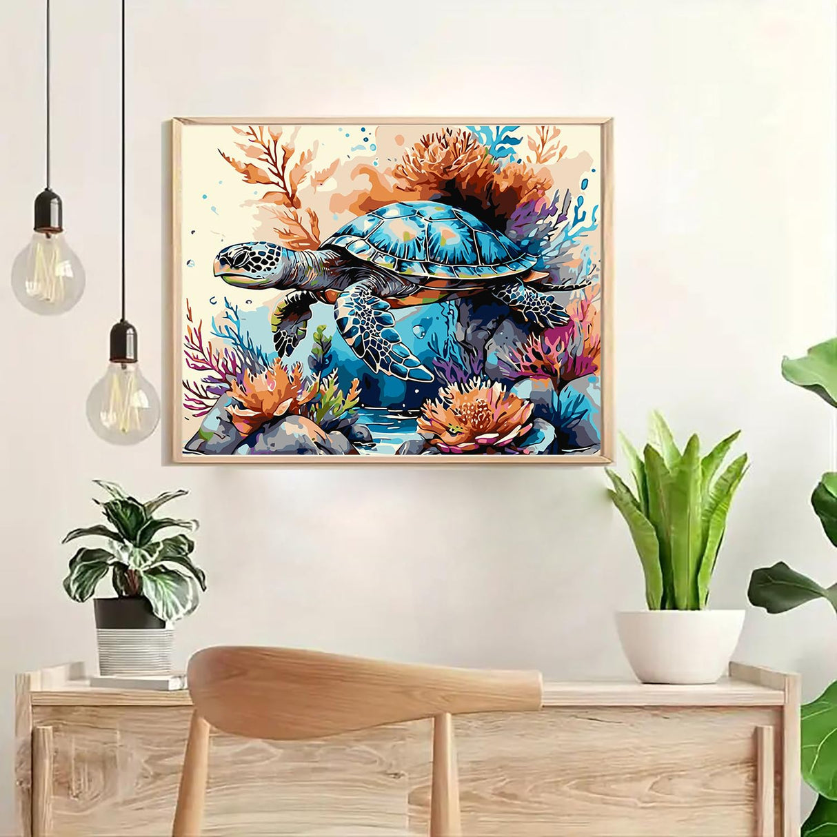 GXGLLPZBY Sea Turtle Paint by Numbers Kit for Adults Beginner,DIY Sea Turtle Paint by Numbers for Adults,Easy Canvas Paint by Number Without Frame Home Wall Decor 16 x 20 in GXGLLPZBY