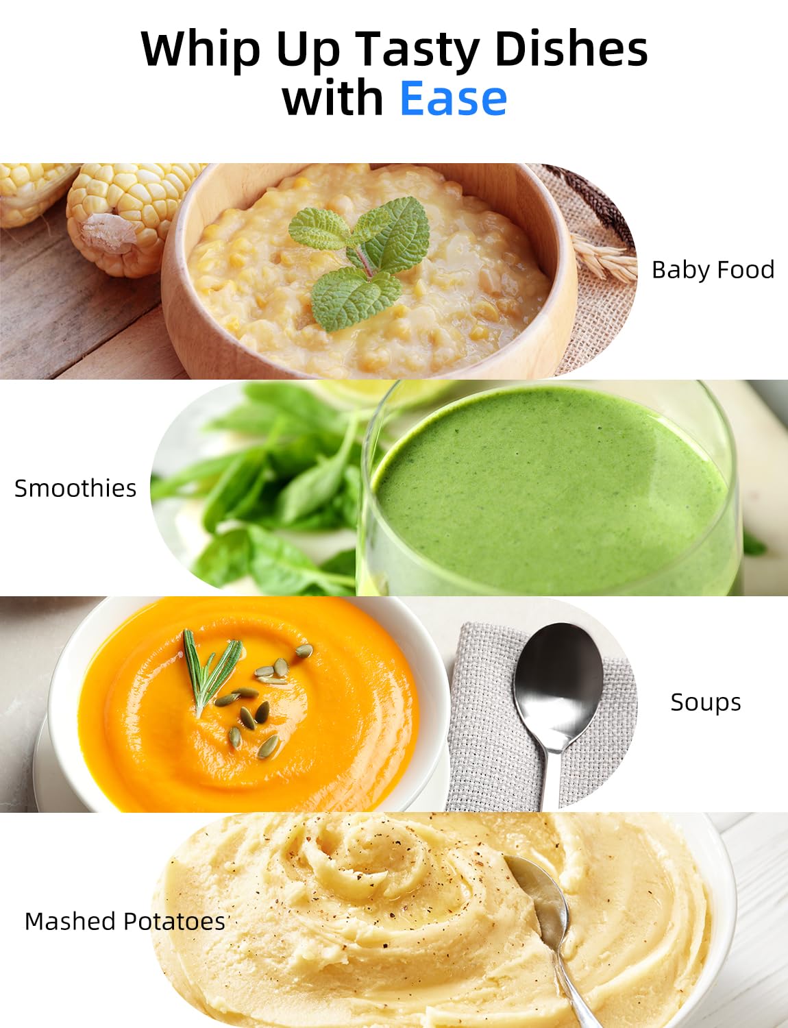 Immersion Blender, Heavy Duty Copper Motor, Stainless Steel Smart Stick with Egg Beaters, Potato Masher, Chopper/Food Processor Potane