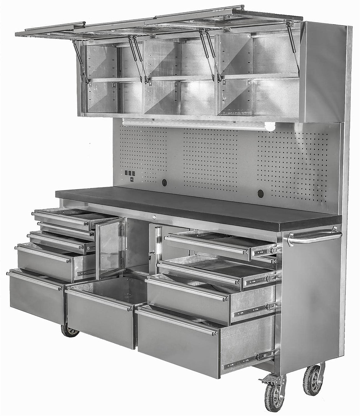 JEGS 72 in. Stainless Steel Tool Cabinet Includes (11) Drawers (4) Cabinet JEGS