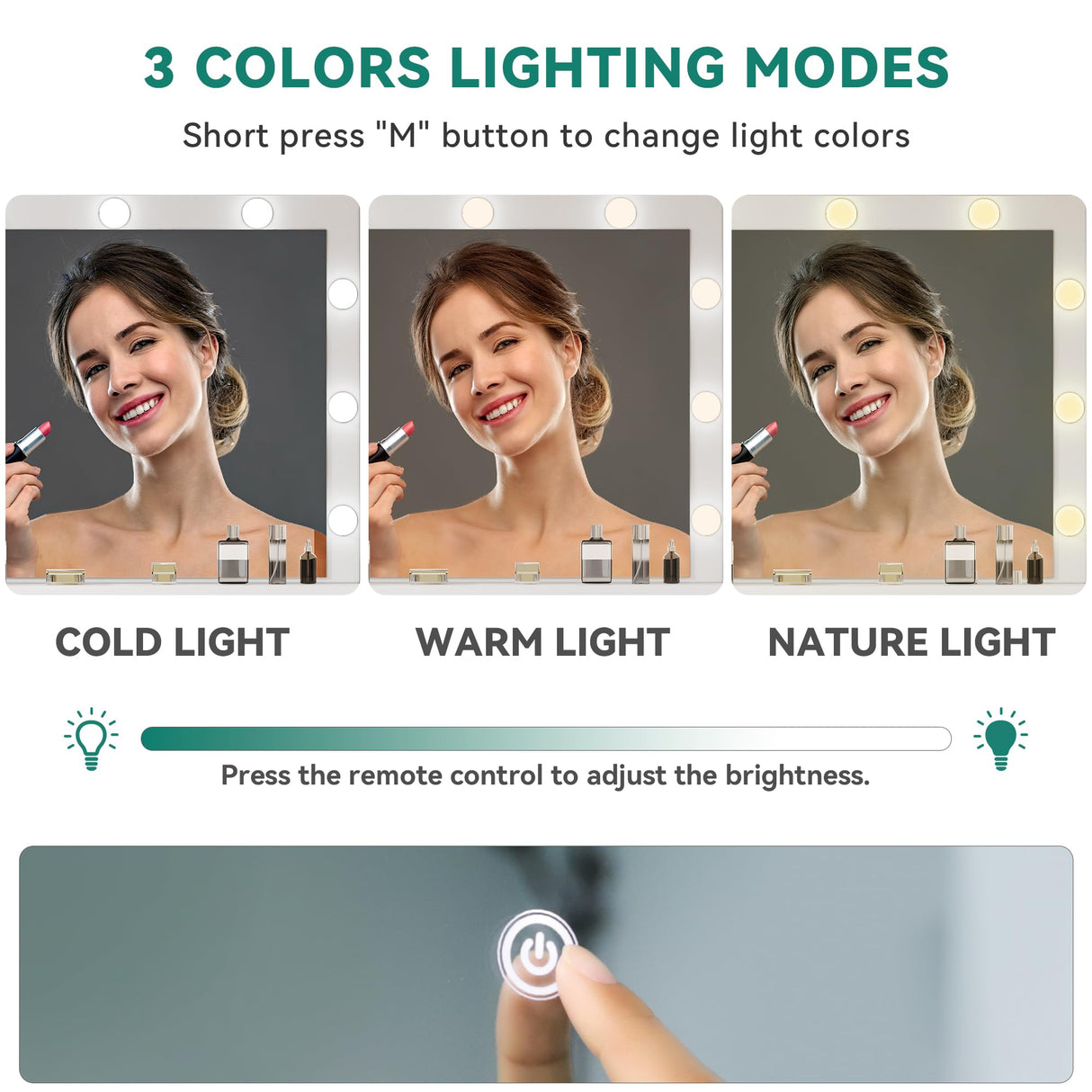 YITAHOME Vanity Desk with Mirror, Makeup Vanity Set with Power Strip, 9 Dimmable Bulbs, Drawers, Cabinet, Shelves, and Stool, 3-Color Adjustable Lighting, Elegant Vanity for Dressing Room, White YITAHOME