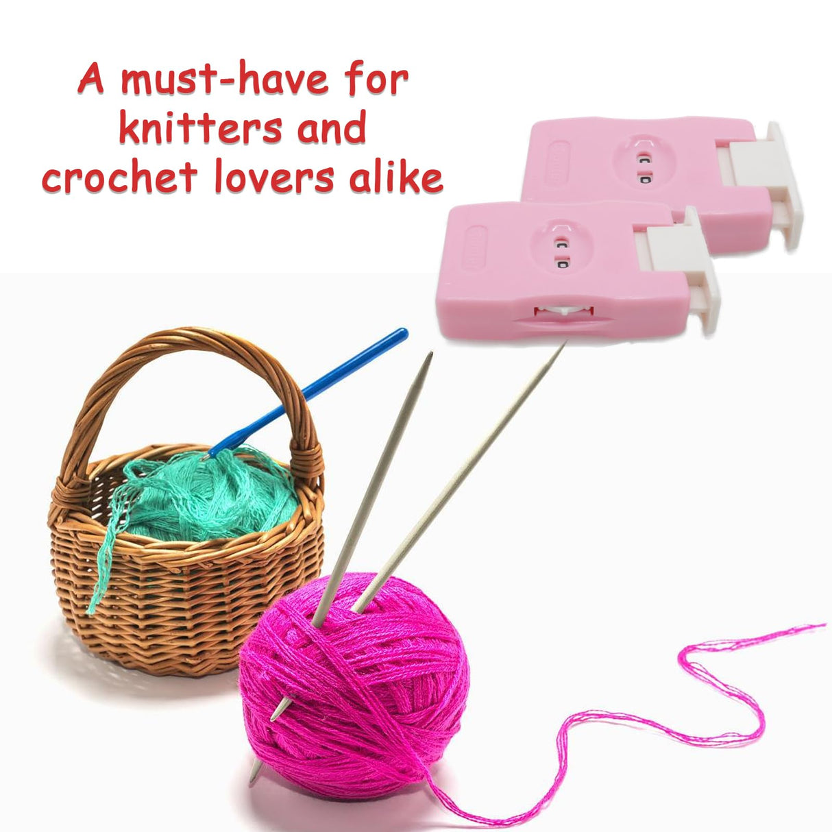 Joyangy 2-Pack Pink Knitting Counter Set, Crochet Stitch Marker, Row Tally, Manual Knit Counting Tool for Craft Yarn, Crocheting Supplies, Portable Needlework Travel Accessories Joyangy