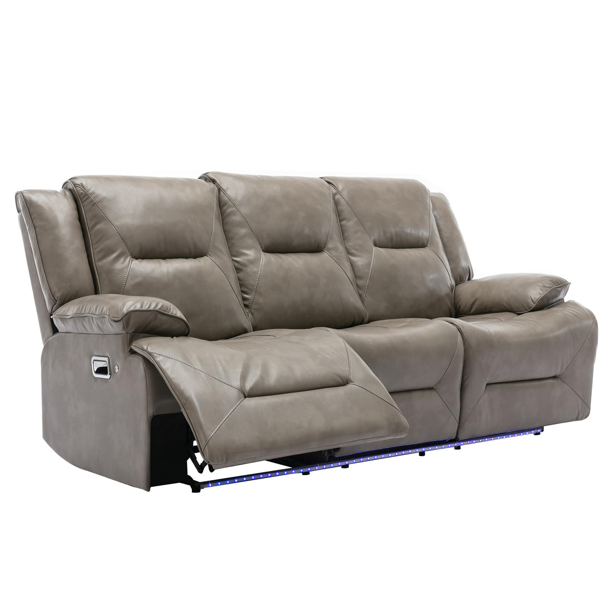 3 Seater Home Theater Recliner Manual Recliner Chair with a LED Light Strip Two Built in Cup Holders for Living Room,Bedroom, Grey Generic