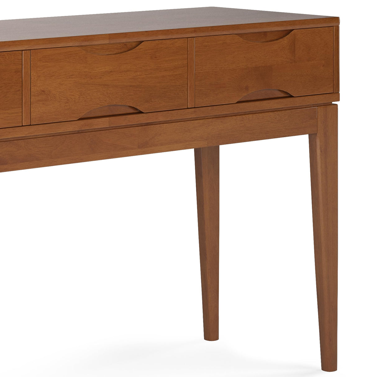 SIMPLIHOME Harper SOLID HARDWOOD 54 Inch Wide Mid Century Modern Console Sofa Table in Teak Brown, for The Living Room Entryway and Bedroom SIMPLIHOME