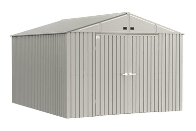 Arrow Shed Elite 10' x 12' Tall Outdoor Steel Storage Shed with High Gable and Lockable Doors Storage Building, Cool Grey
