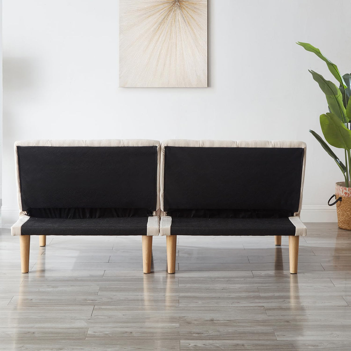 Modern Corduroy Convertible Folding Futon Couch Sofa Bed,with Adjustable Backrest Memory Foam Couch Double Loveseat Sofa for Compact Living Space,Dorm,Game Studio,Apartment,Bedroom (White) Gustonhon