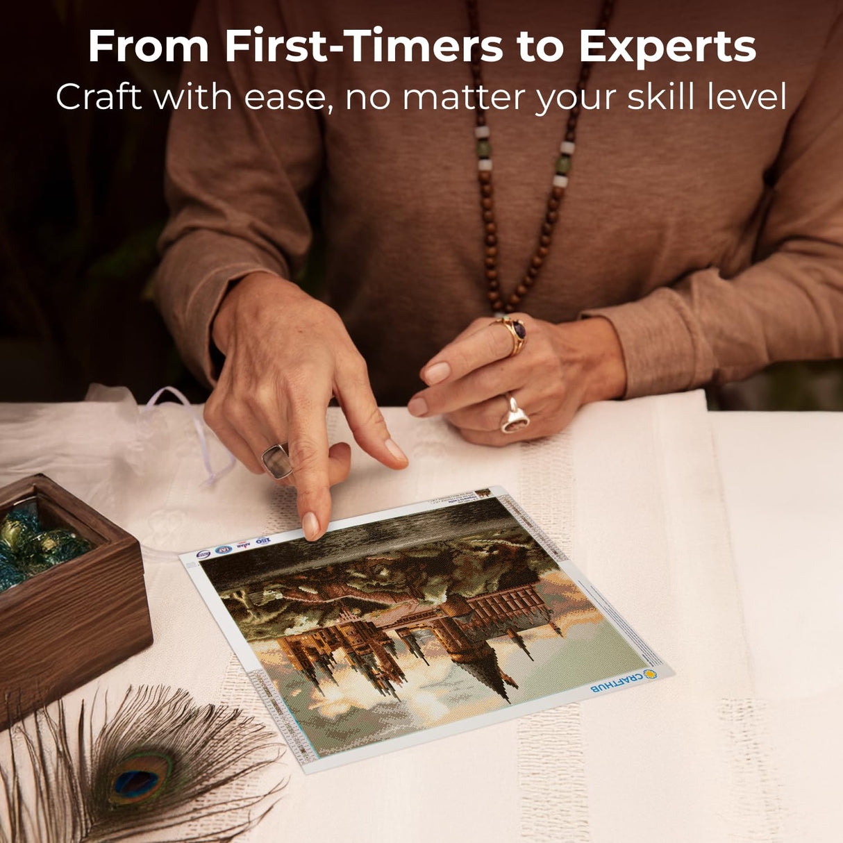 CRAFTHUB Harry Potter Diamond Art – Hogwarts Castle – 5D Diamond Painting Kit & Tools – with Big Trays & Light Pens – Officially Licensed Merchandise – 19.7' x 23.6" CRAFTHUB