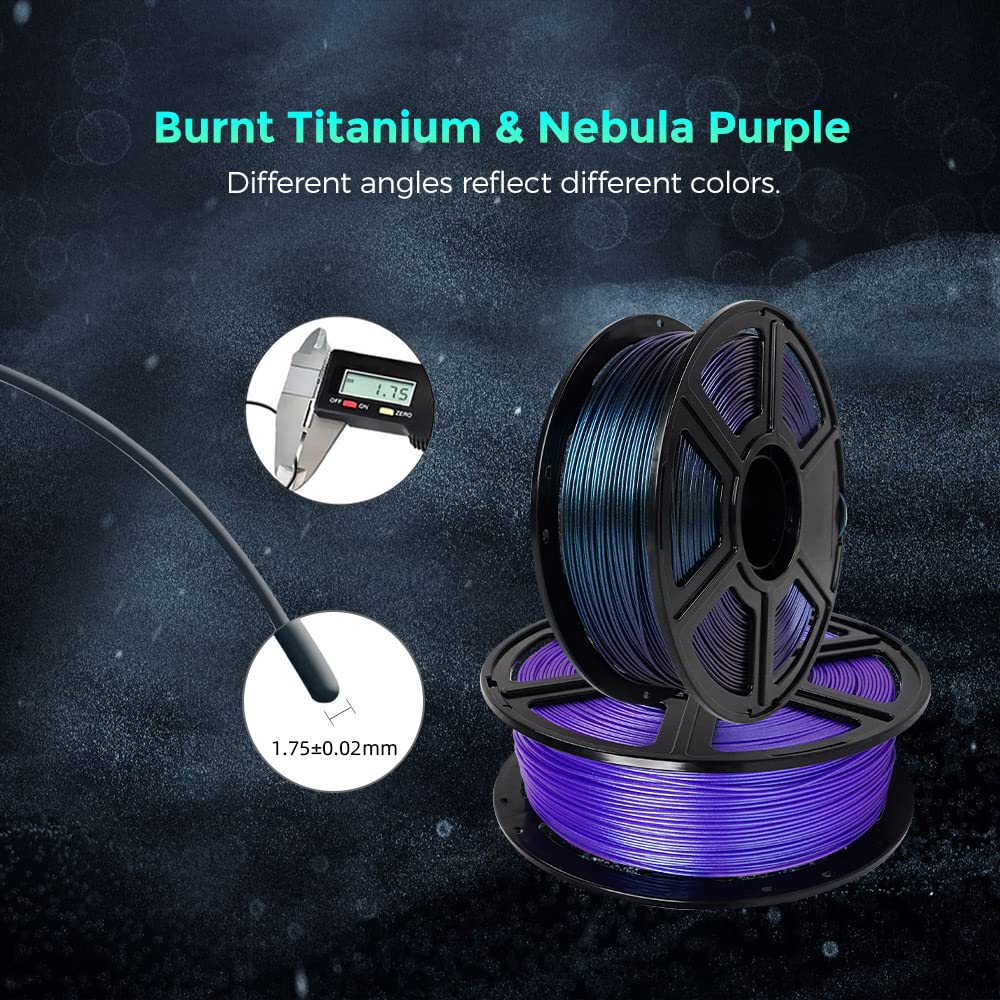 FLASHFORGE 3D Printer Filament Chameleon PLA Color Shift Filament 1.75mm, Changes Color with Light and Angles, 1KG Spool (2.2lbs), Dimensional Accuracy +/- 0.02mm for FDM 3D Printers (Burnt Titanium) FLASHFORGE