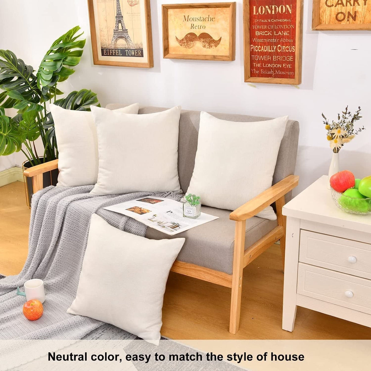 WANZELONYO Throw Pillow Covers Bulk Plain Linen Blank Couch Cushion Case for Vinyl Sublimation HTV Ironing Craft Embroider Decoration 16 x 16 Inch Beige Set of 10 WANZELONYO