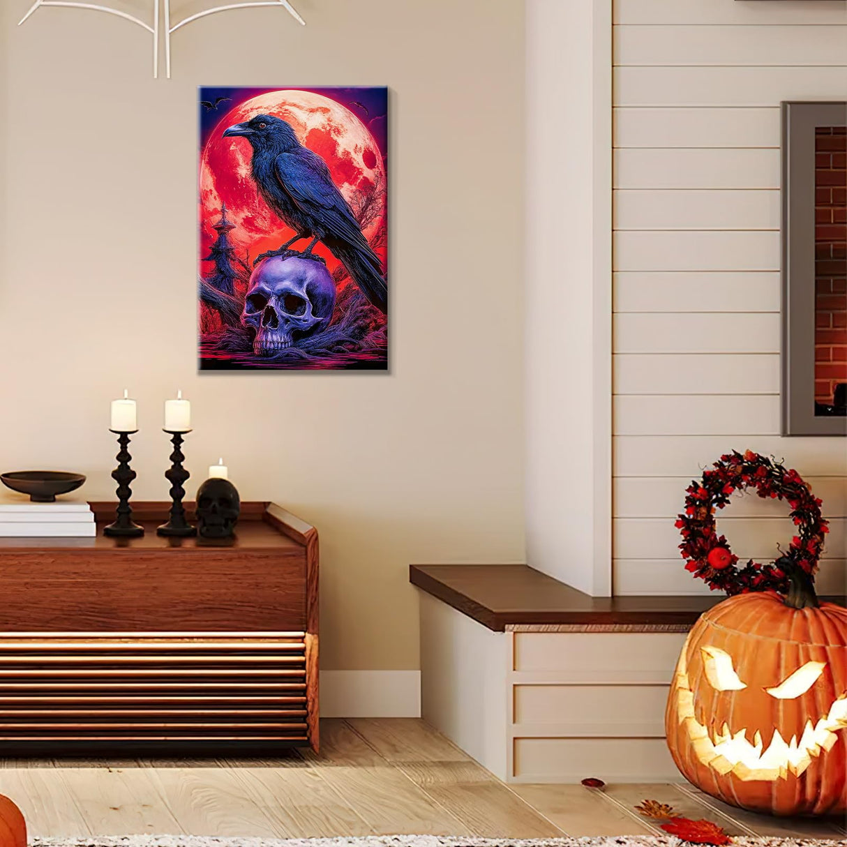 JOOZ Halloween Paint by Numbers Kit for Adults with Frame Skull Paint by Number with Easel Bird Adult Paint by Number Kits DIY Moon Digital Oil Painting Kits for Ideal Gift Home Wall Decor 8x12 Inch JOOZ