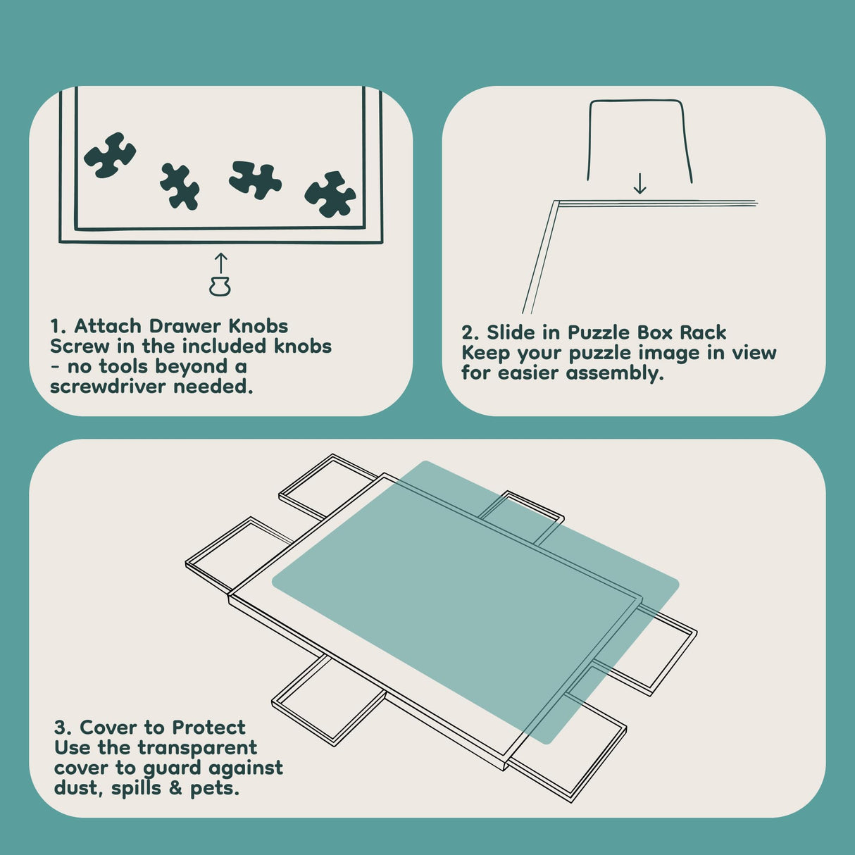 Gondola 1500 Pieces Puzzle Board with Mug Holders, 6 Drawers and Cover, Sturdy Jigsaw Puzzle Table Tray, 26"x35" Portable Wooden Jigsaw Puzzles Accessories, Jig Saw Home Holder Organizer Boards Gondola