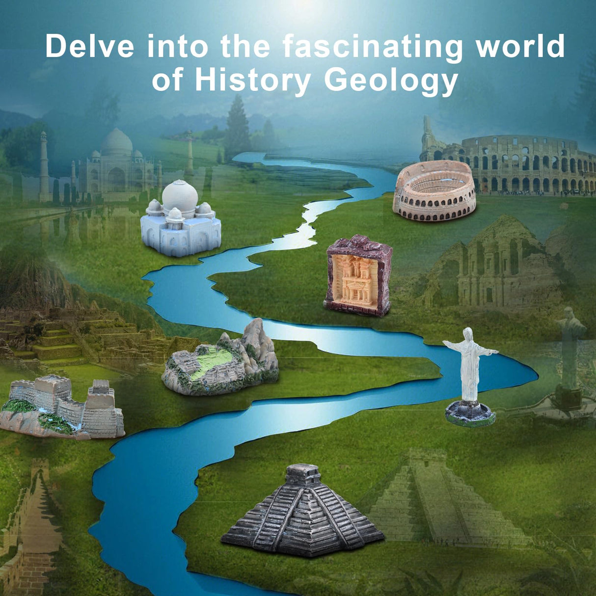 WhiriWhiri 7 New Wonders of The World Excavation Dig Kit, Dig up 7 Ancient Earth’s Landmarks Discover, Architecture Collection STEM Science Educational Toys Kids Gift Birthday Party Present Age 6-12 whiriwhiri