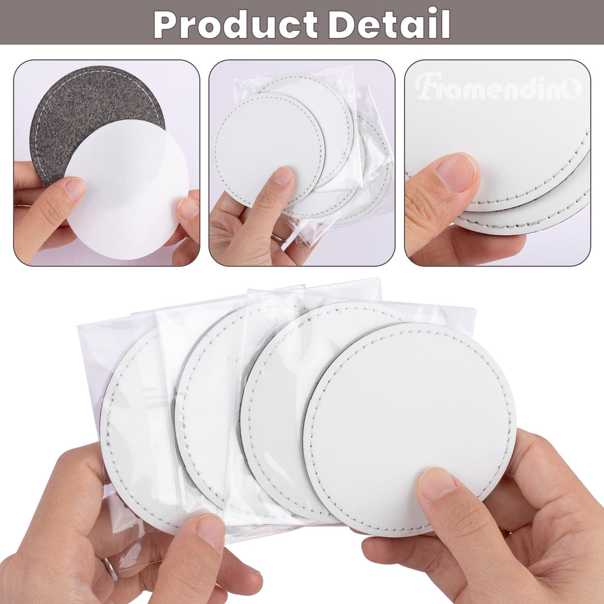 Framendino, 10 Pack Sublimation Patch Round Blank Iron on Patches Leather Hat Patches for Hat Shirt Jeans Framendino
