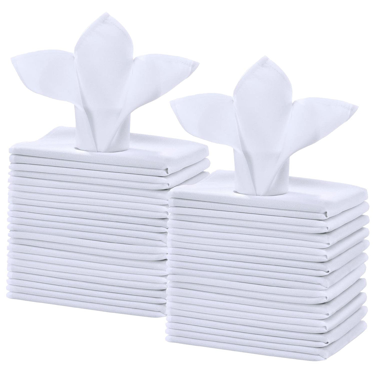 Cieltown Polyester Cloth Napkins Set of 24, Solid Washable Fabric Napkins 2-Dozen, Perfect for Weddings, Parties, Holiday Dinnerv (17 x 17-Inch, White) Cieltown