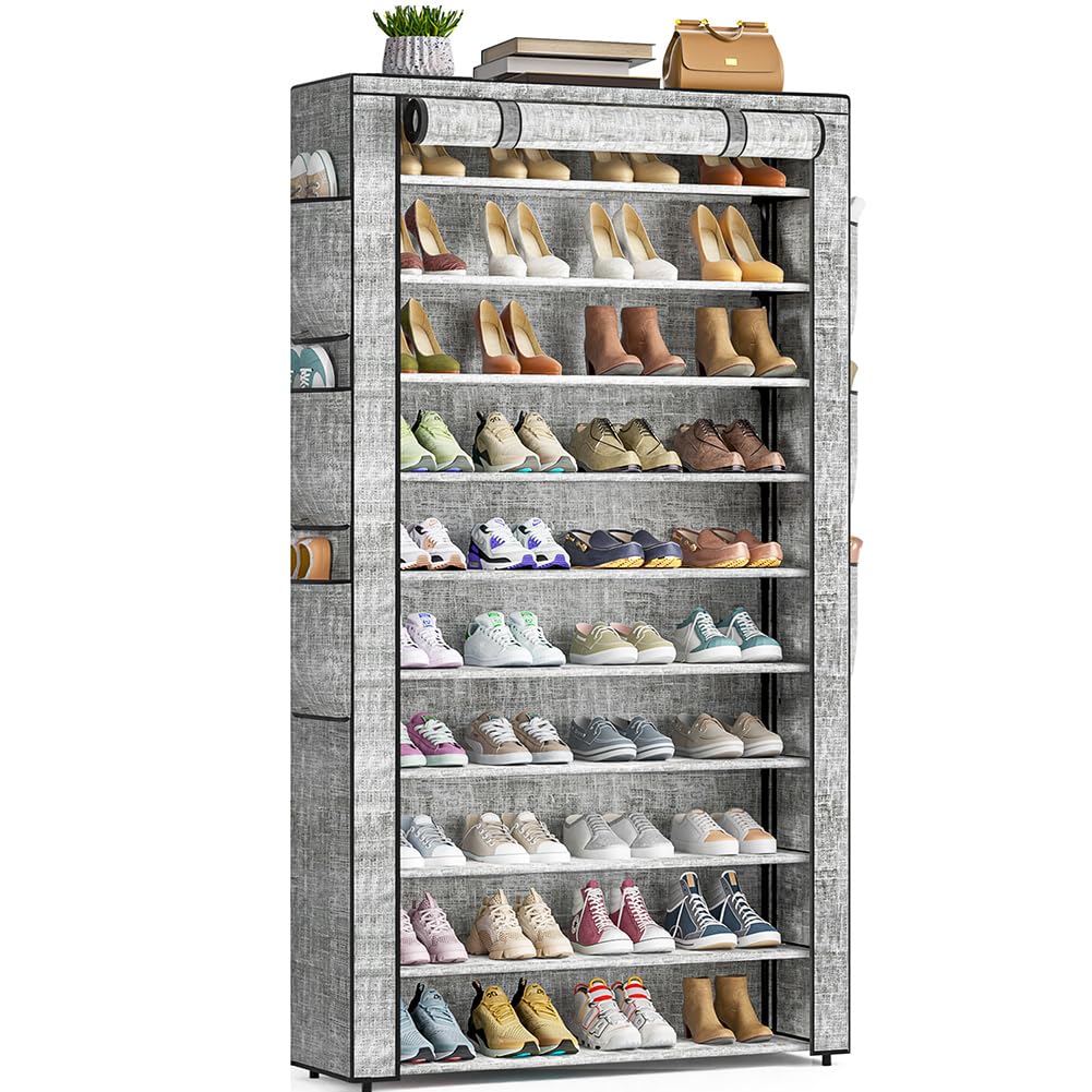 OYREL Shoe Rack 10Tier Large Capacity 50-56Pairs Beautiful Tall Shoe Shelf Free Standing Storage Cabinet Entryway Closet OYREL