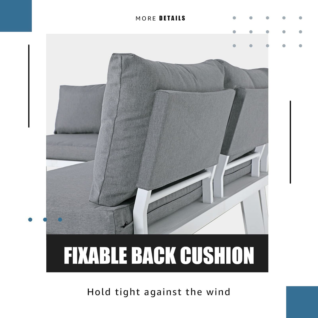 Soleil Jardin 4-Piece Outdoor Patio Furniture Set L-Shaped Aluminum Sectional Sofa with Coffee Table All-Weather Patio Conversation Set with Cushions, White Soleil Jardin