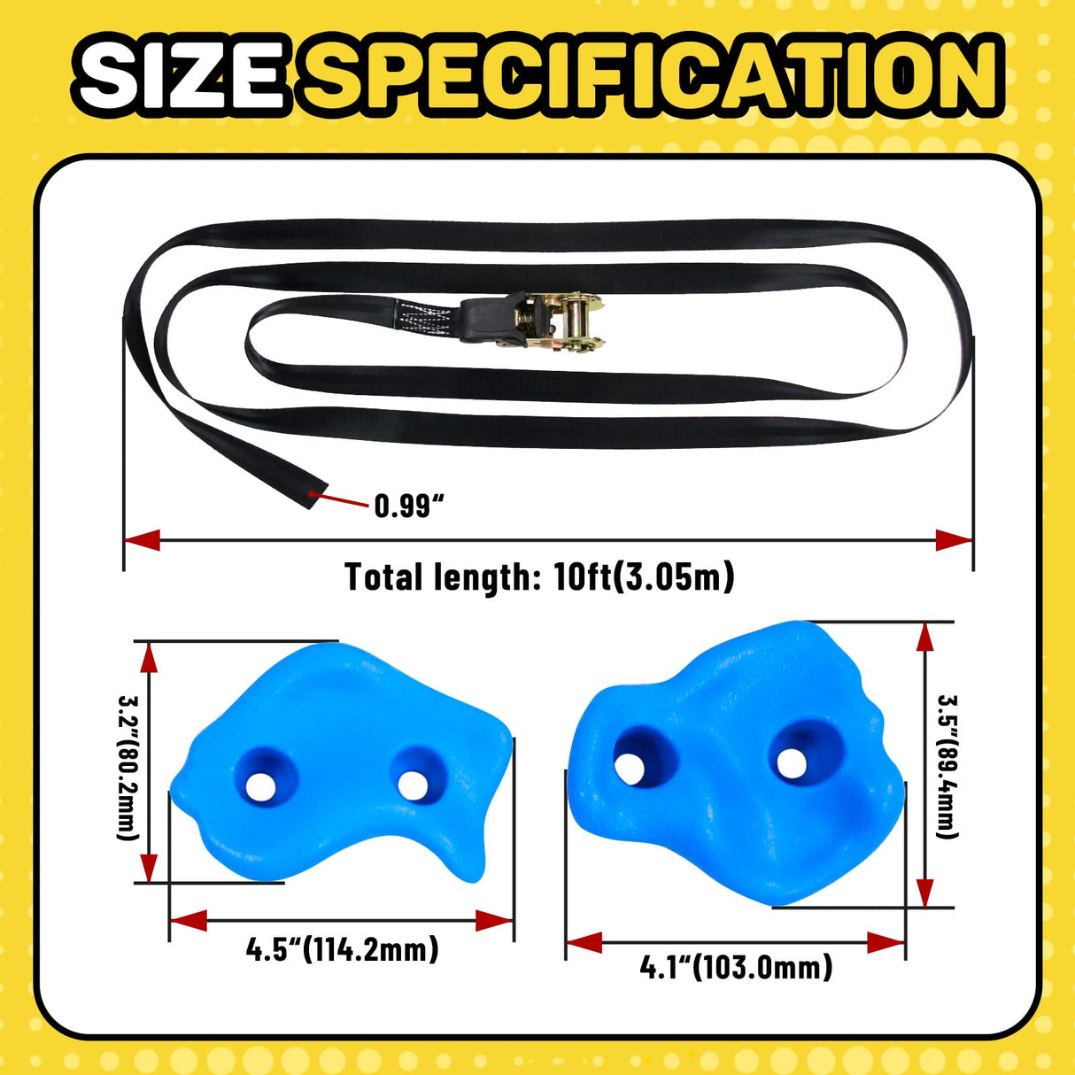 Just.smile Climbing Hold for Kids Outdoor-Ninja Tree Climbing Rocks 15 Pcs with 6 Ratchets-Climbing Grip Kits for Ninja Warrior Obstacle Course Just.smile