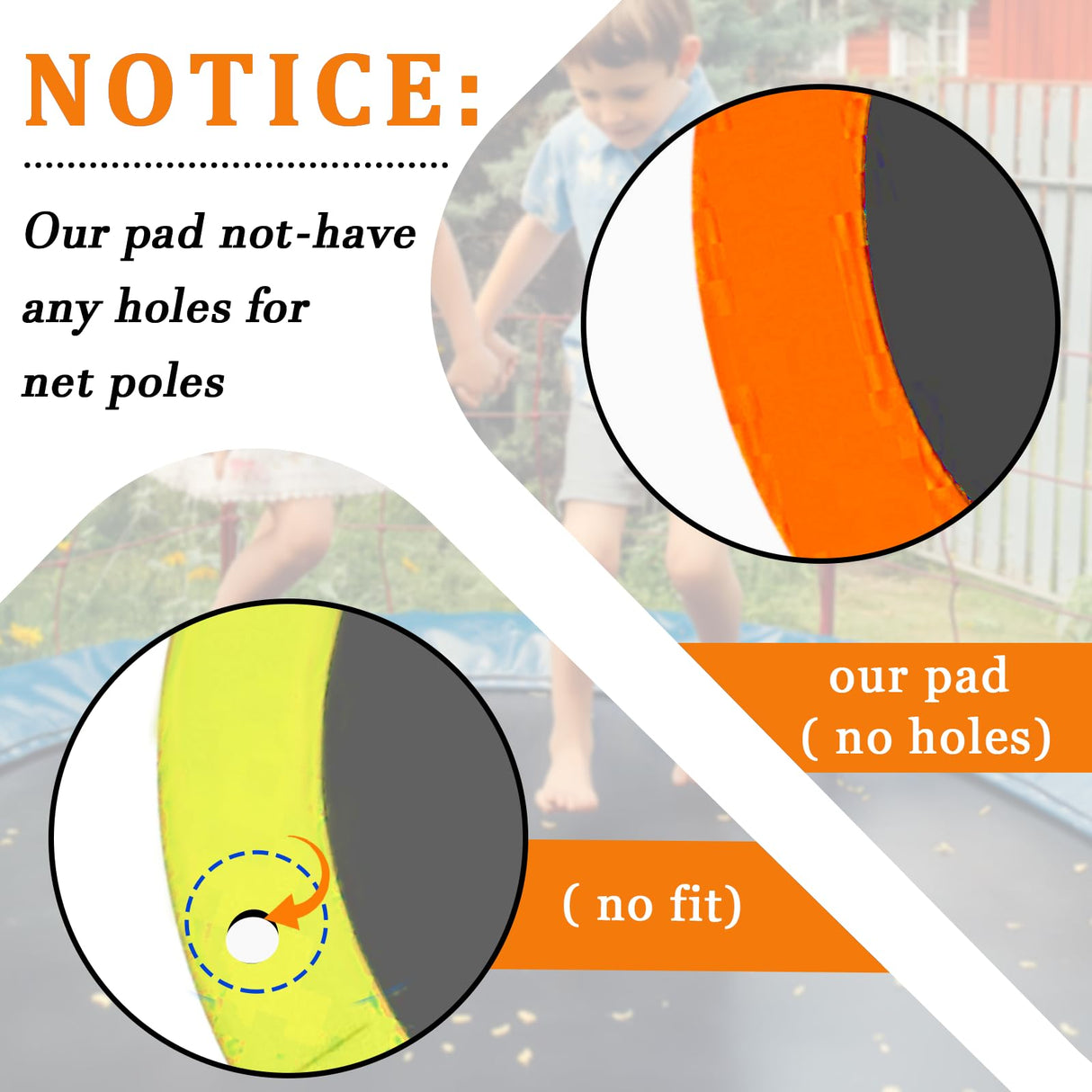 LOYNYE 12FT 14FT 15FT Trampoline Pad Replacement Upgraded Trampoline Spring Cover, Foam Trampoline Safety Padding Round, Waterproof Tear-Resistant, No Holes for Pole LOYNYE