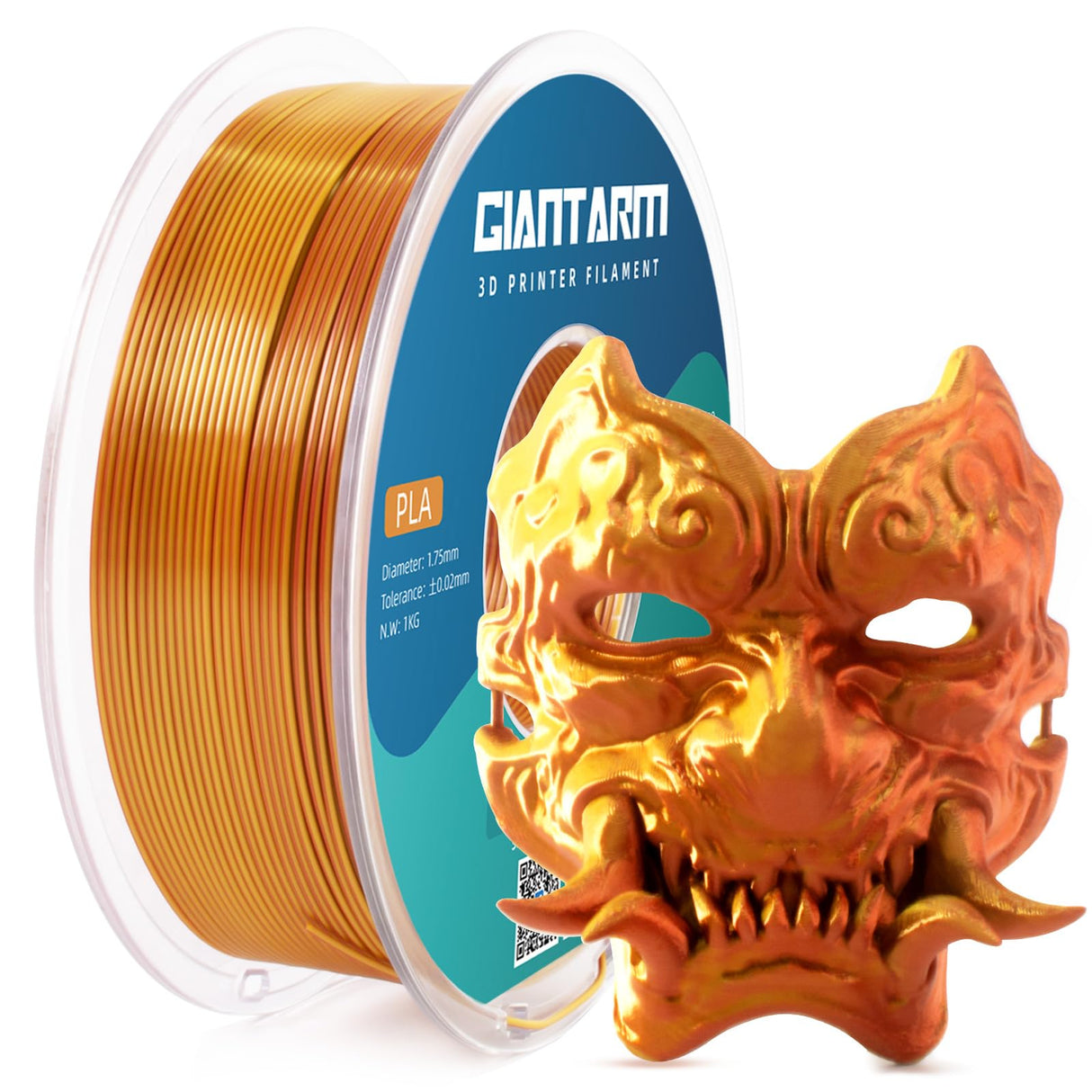 GIANTARM Dual Color PLA Filament, Silk PLA Filament 1.75mm +/-0.02mm,1KG Spool(2.2lbs) Vacuum Packaging, 3D Printing Filaments Fit Most FDM Printer GIANTARM