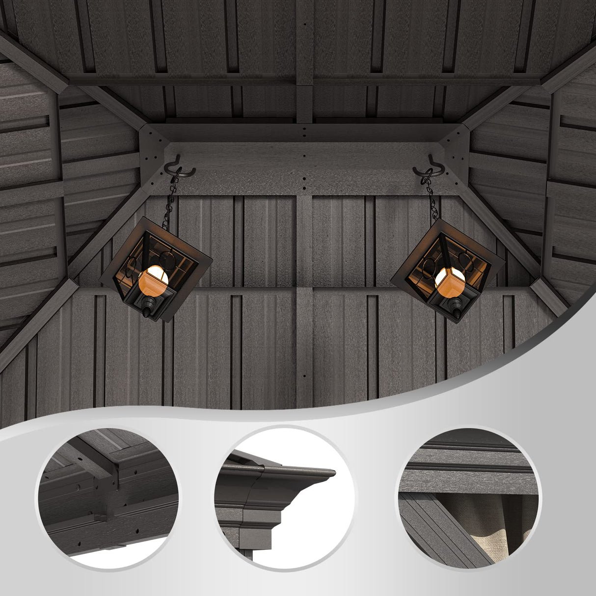 Gazebo 10' x 12' with Mosquito Net and Privacy Sidewalls, Patio Aluminum Permanent Gazebo, All Weatherproof Outdoor Hardtop Metal Gazebos MOWOX POWER