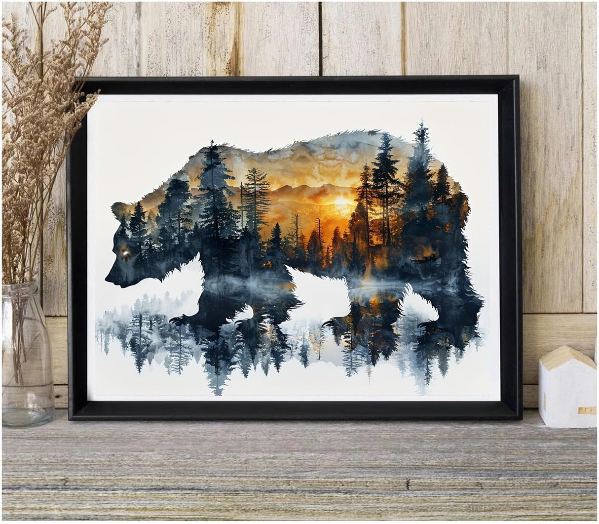 Apcufir Forest Bear Paint by Numbers for Adults,Animals Paint by Numbers on Canvas,DIY Oil Painting by Numbers Kits for Home Wall Decor 16X20 Inch Apcufir