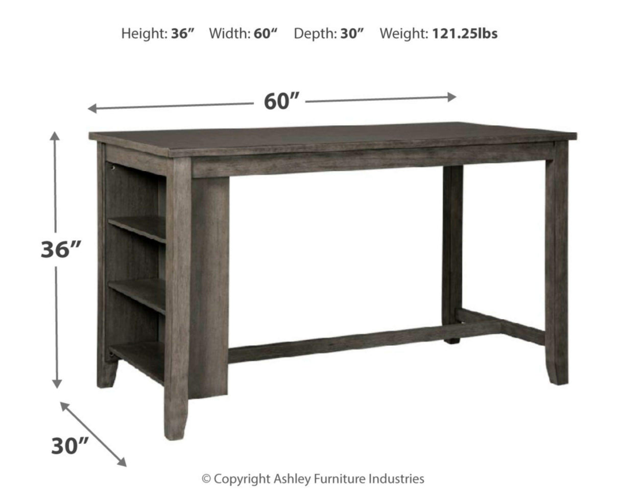 Signature Design by Ashley Caitbrook Rustic Counter Height Dining Table with Storage, Dark Gray Signature Design by Ashley