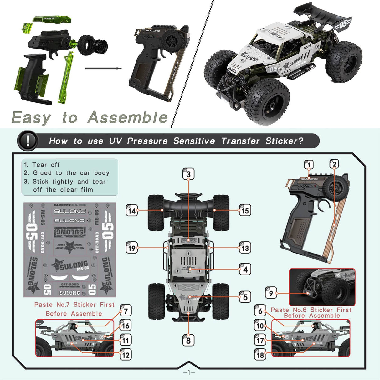Fedalust Remote Control Car, DIY RC Cars Kit, 1:18 2.4GHz RC Truck, Building Toys Stem Toys for Men Kids Fedalust