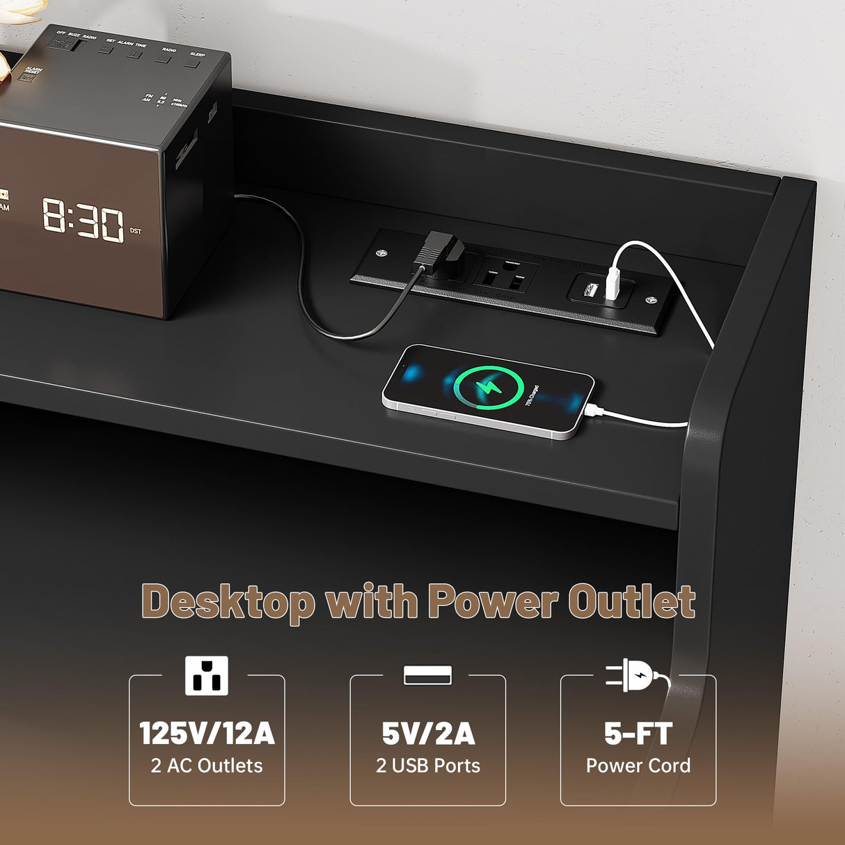 EnHomee 9 Drawers Dresser with LED Light Storage Shelves,Black Dresser for Bedroom with Charging Station,Dressers & Chests of Drawers with Handleless in Modern Style,Tall Wooden Dresser for Home EnHomee