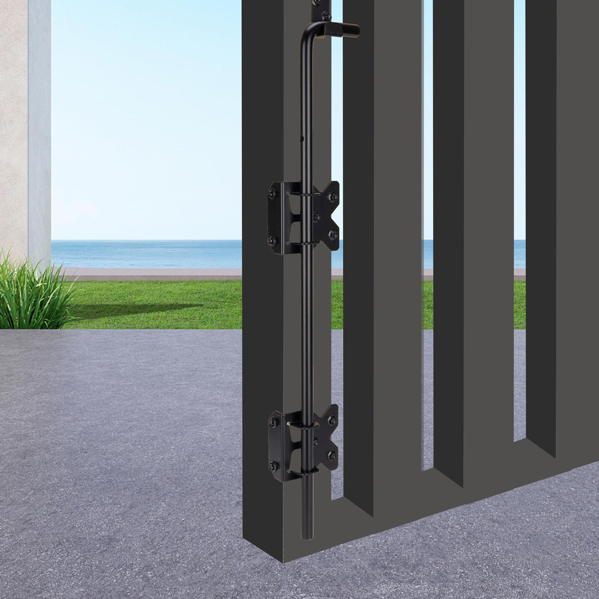 DJSUNPACKING Upgrade 24" Heavy Duty Cane Bolt Gate Drop Rod-Steel Gate Ground Latch Designed for Wood Metal Vinyl Gates or Double Doors Fence-2 Pack DJSUNPACKING