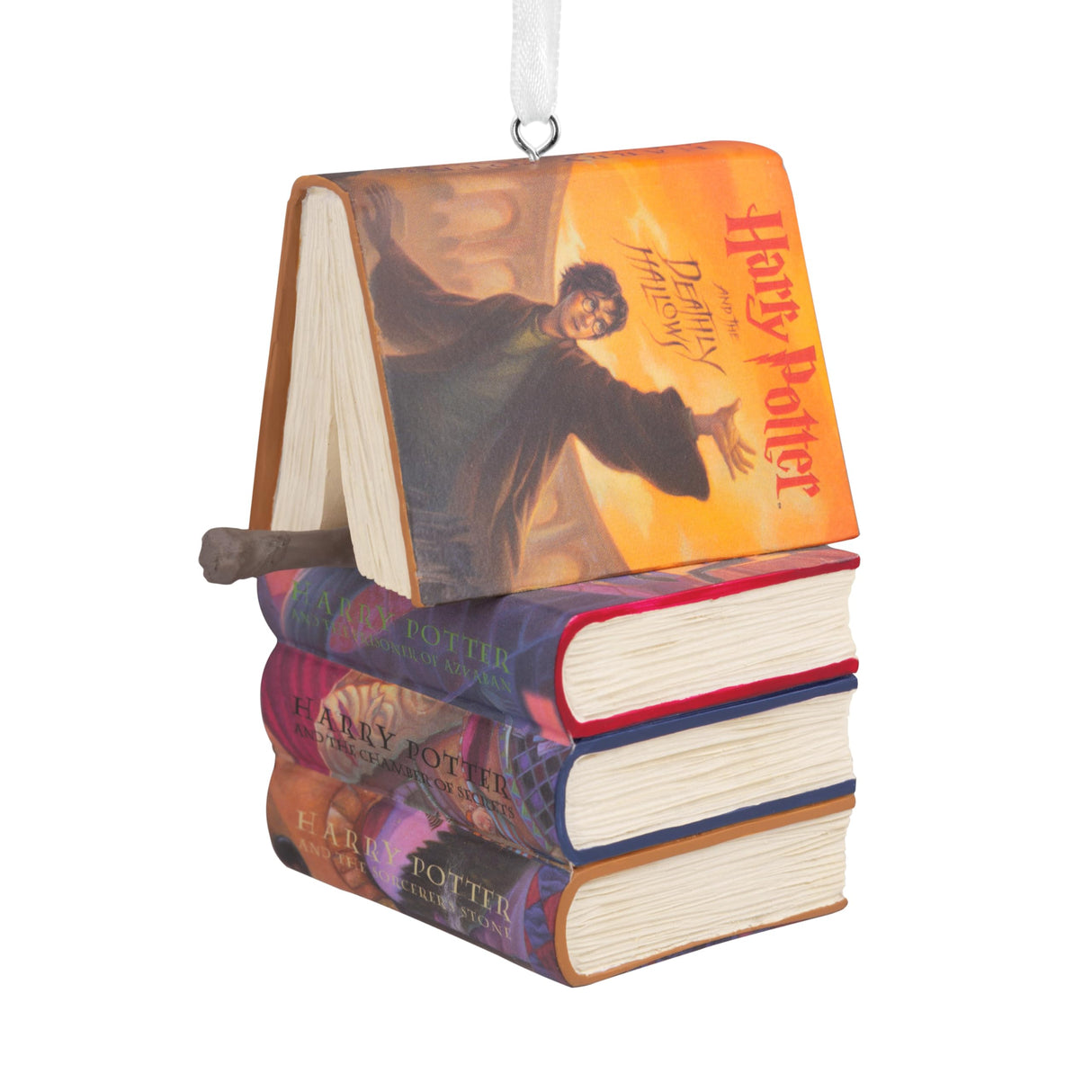 Hallmark Harry Potter Stacked Books with Wand Christmas Ornament,Resin, 2.23 x 2.75 x 2.28 inches, (0002HCM9130) Hallmark