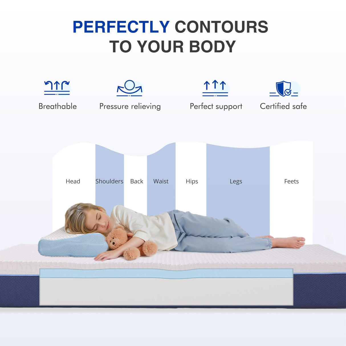 Gelsea 8 Inch Twin Gel Cooling Memory Foam Mattress, Pressure Relief, Medium Firm Support,Mattress in a Box, CertiPUR-US Certified Gelsea