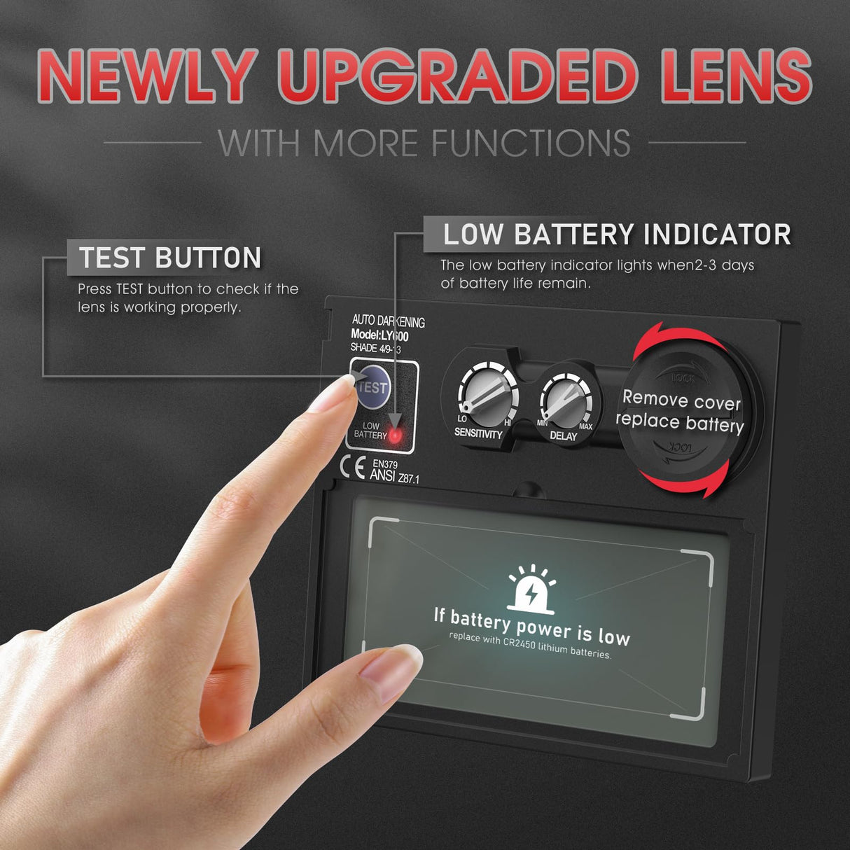 YESWELDER True Color Solar Powered Auto Darkening Welding Helmet, Wide Shade 4/9-13 for TIG MIG ARC Grind Welding Hood Helmet YESWELDER