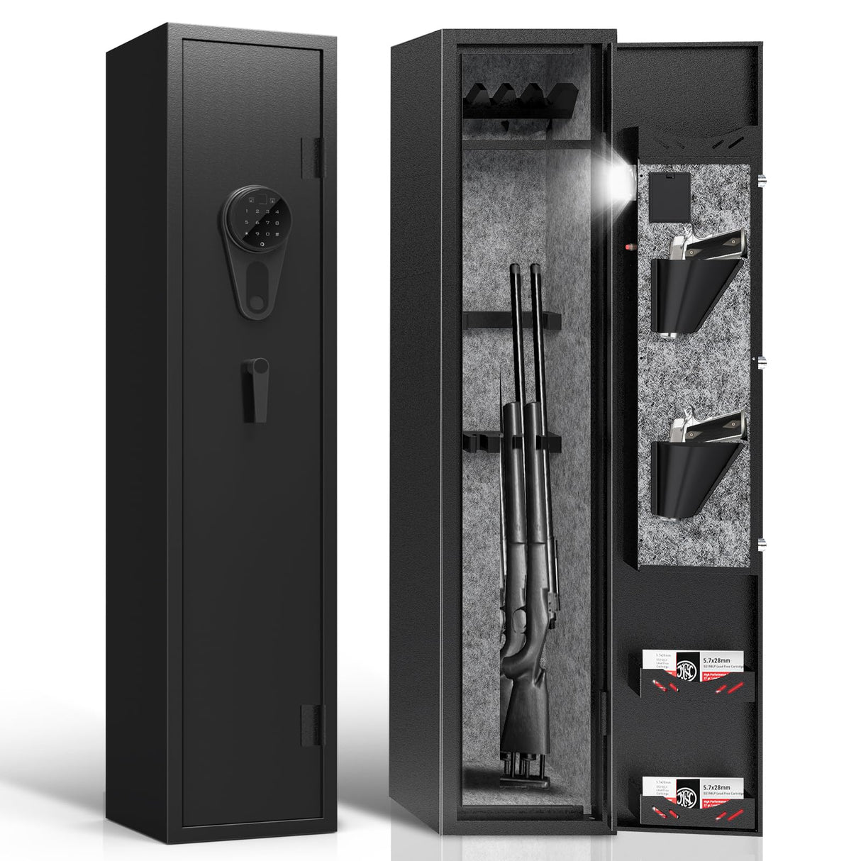 KAER 4-5 Gun Safes,Gun Safe for Rifles and Pistols,Shotgun Rifle Safe,Gun Safes for Rifle and Shotguns,Long Gun Cabinets with Fingerprint/Digital Keypad/Removable Shelf for Rifles Safes KAER
