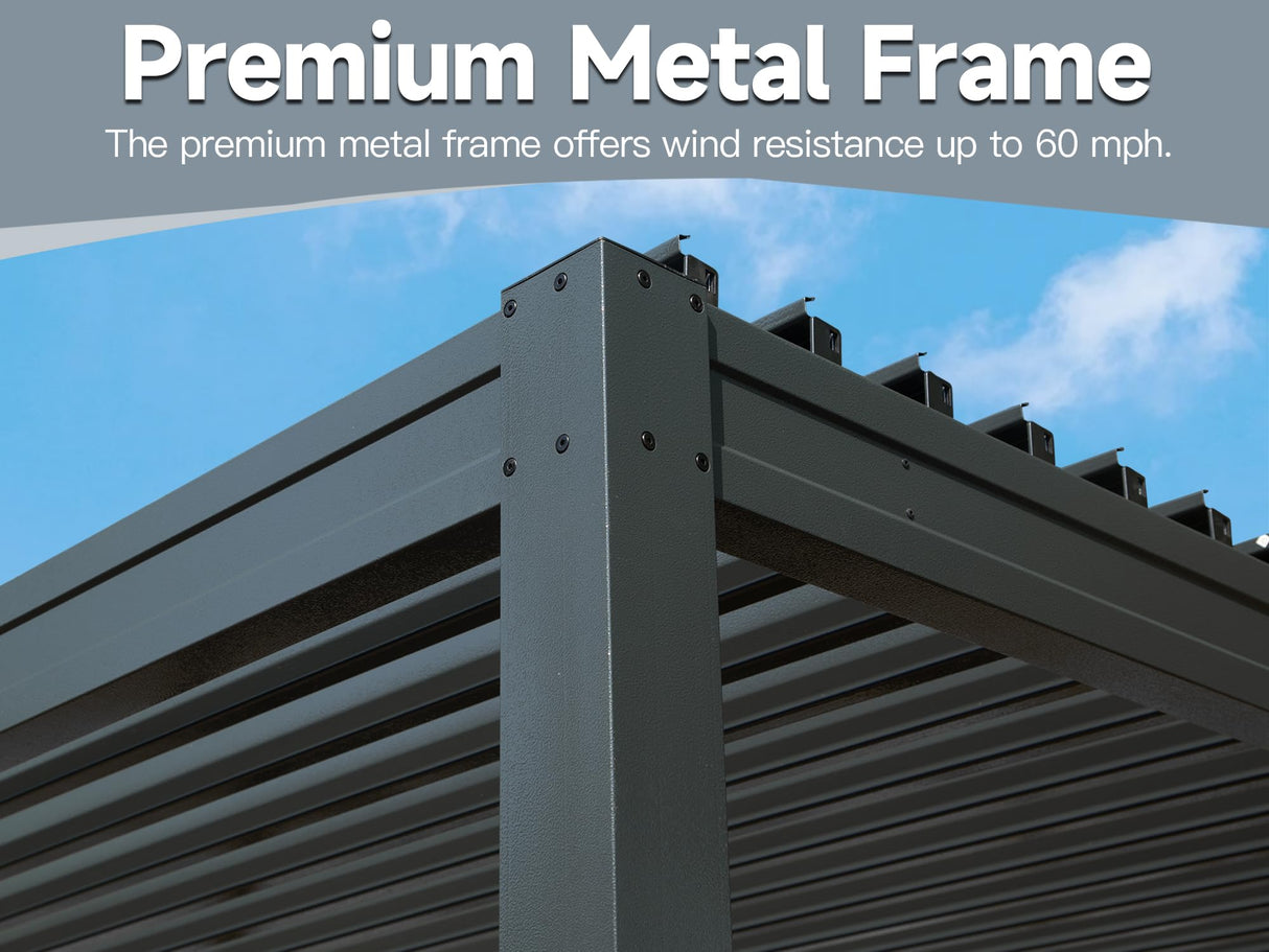 Domi 10' x 16' Louvered Pergola Outdoor Aluminum Pergola with Adjustable Roof, Aluminum Frame, Efficient Drainage System for Patio, Deck, Garden (Gray) domi outdoor living