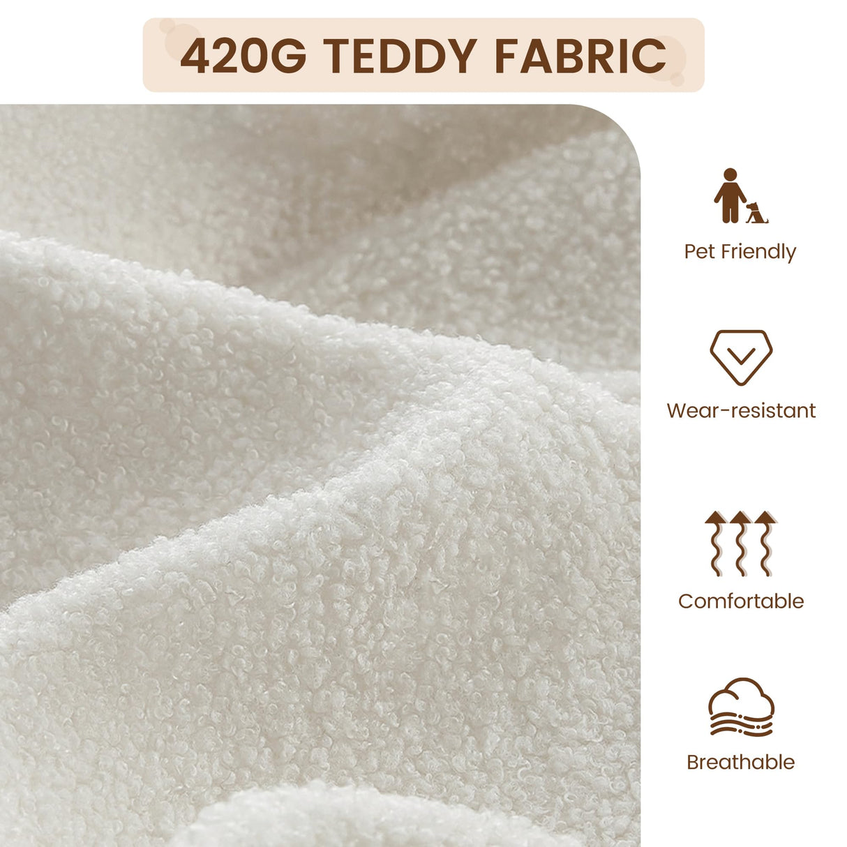 GarveeHome Comfy Chair, Modern Accent Chair with Metal Frame, Cozy Reading Chair with Soft Cushion & Wood Armrest for Bedroom, Living Room, White GarveeHome