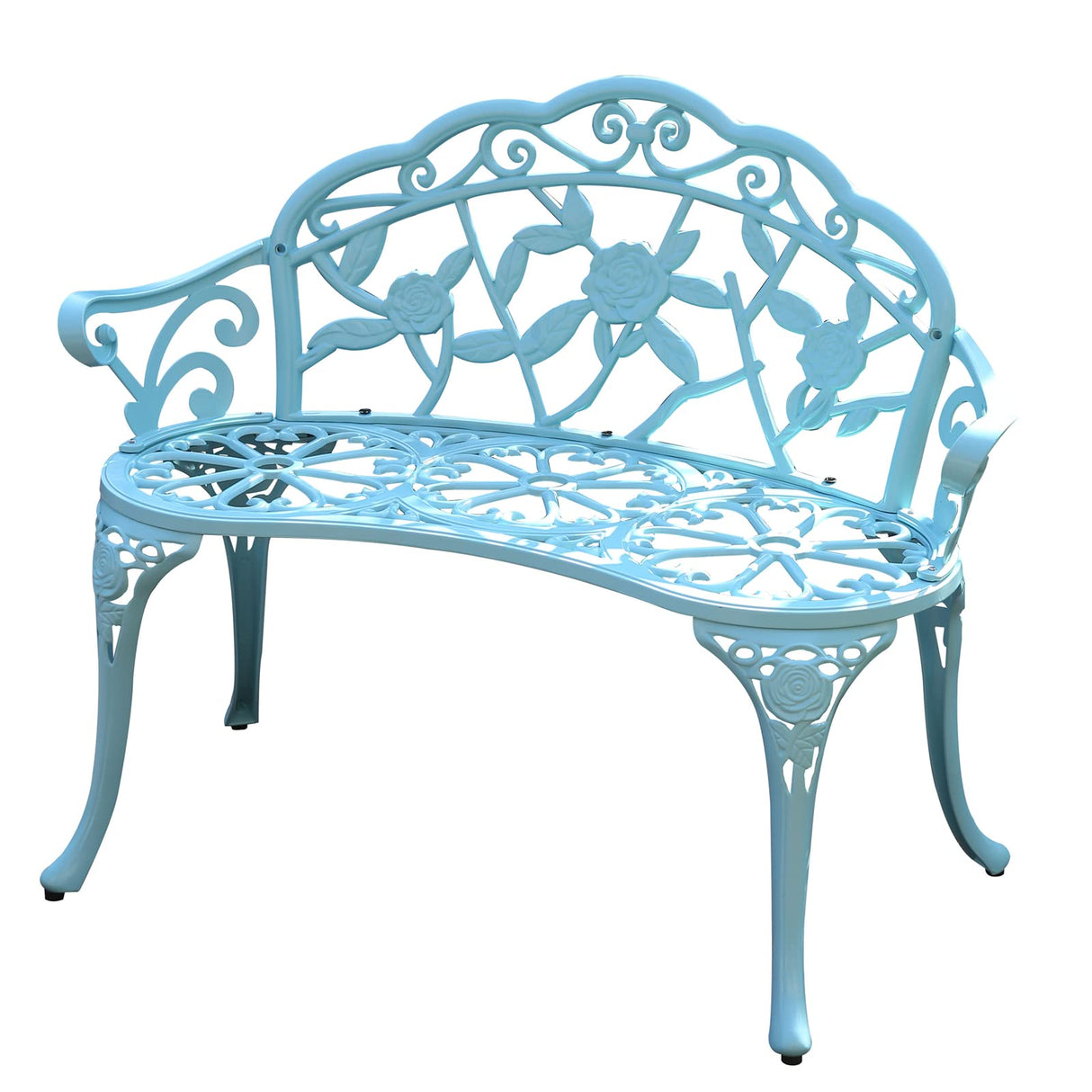 KAILI Garden Bench, Metal Aluminum Rose, Suitable for Garden Porch Park Front Porch Balcony Outdoor (Light Blue) KAILI