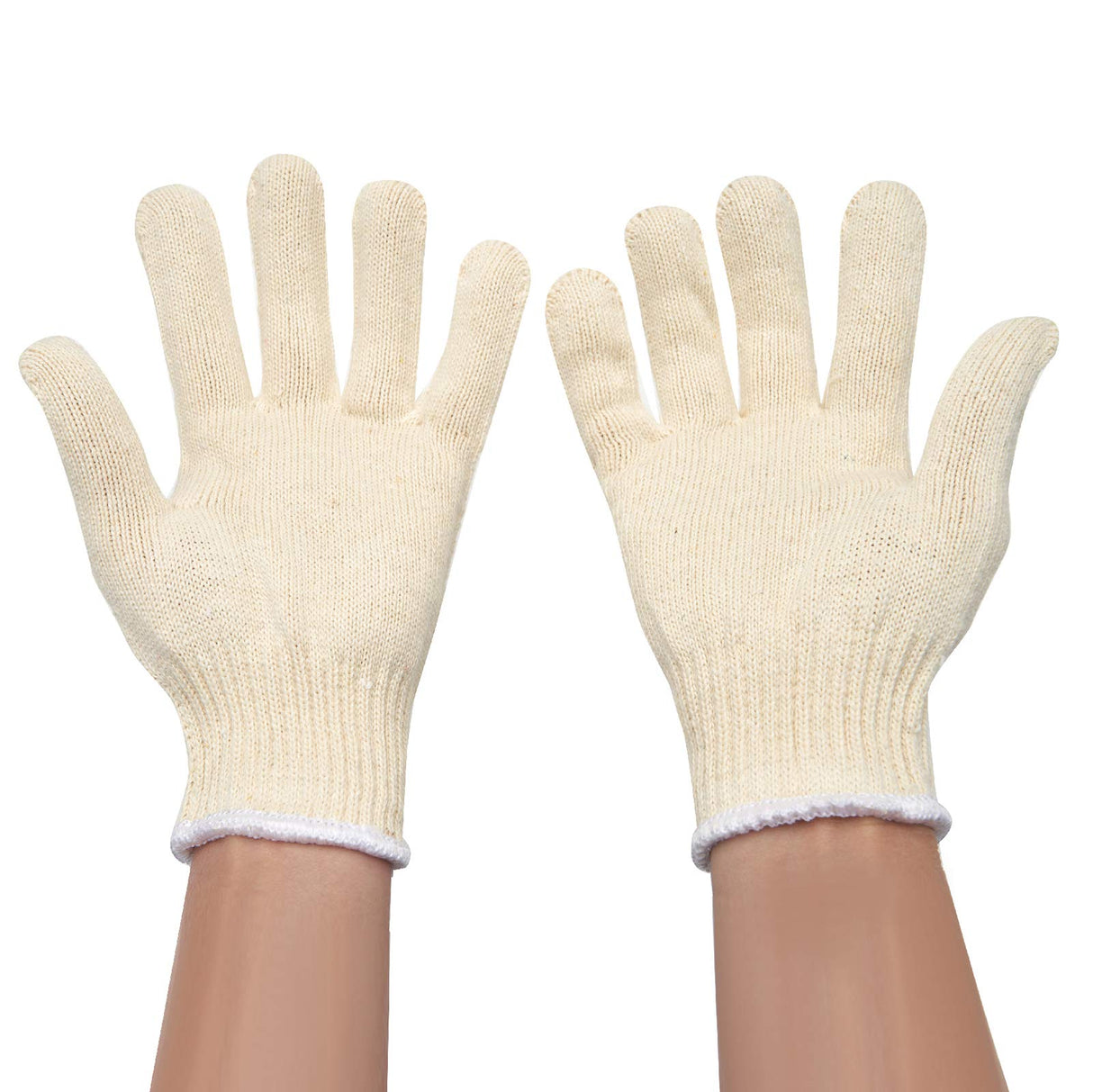 EBLAELEL Safety gloves white cotton bbq heat liners grilling work glove men cooking women knitted cotton Pack of 12 EBLAELEL