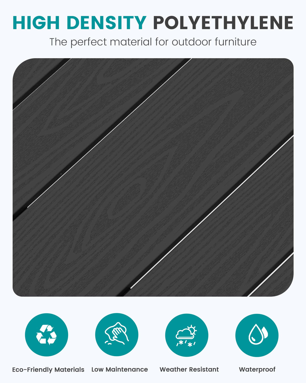 SERWALL 41" Outdoor Bar Table, All Weather HDPE Patio Bar Counter Height Table, Rectangle Patio Bar Table for Outside, Garden, Backyard, Balcony, Poolside, Black SERWALL