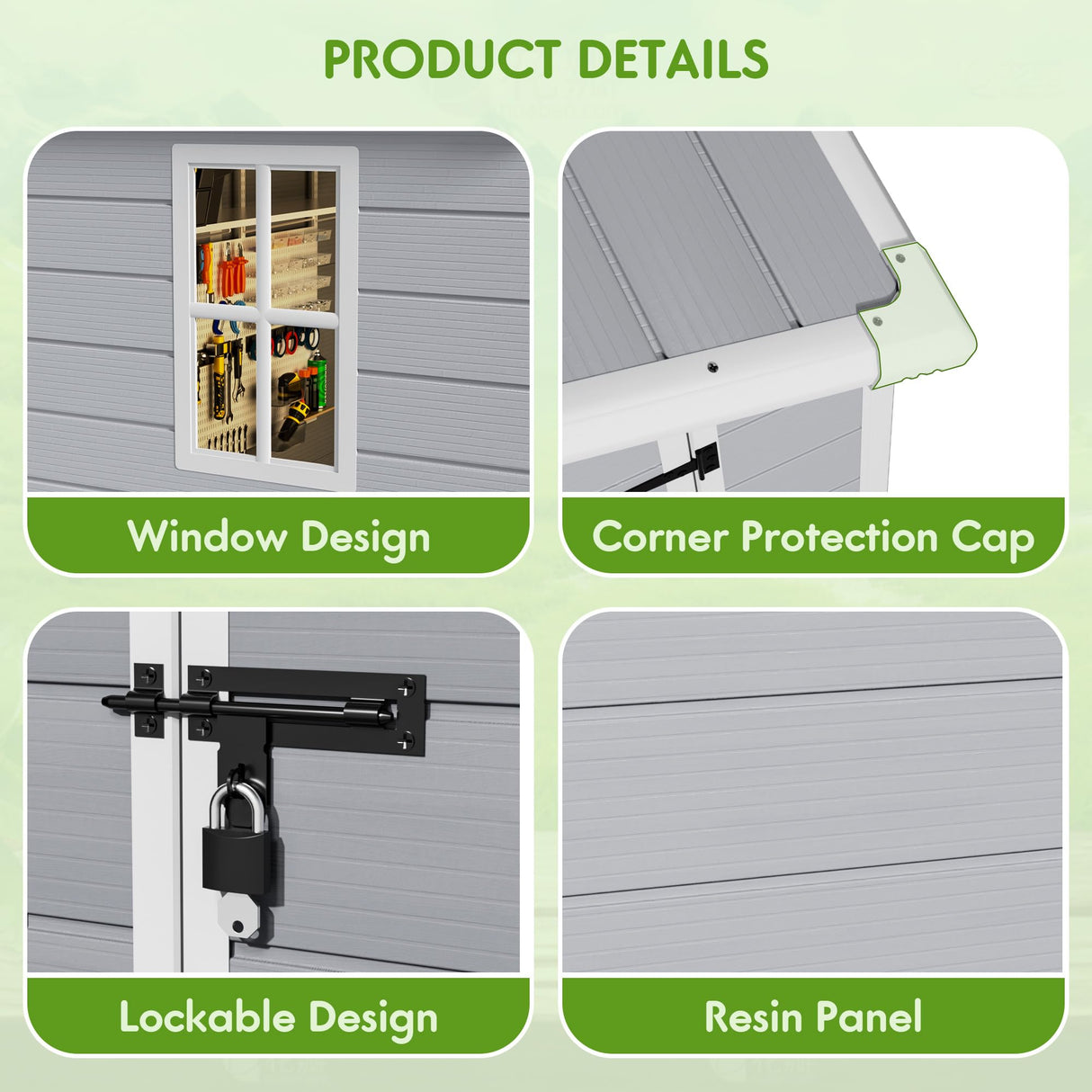 Flamaker 5 x 4 FT Outdoor Storage Shed, Garden Resin Shed with Floor, Plastic Tool Shed with Lockable Door for Backyard Patio Lawn Pool Flamaker