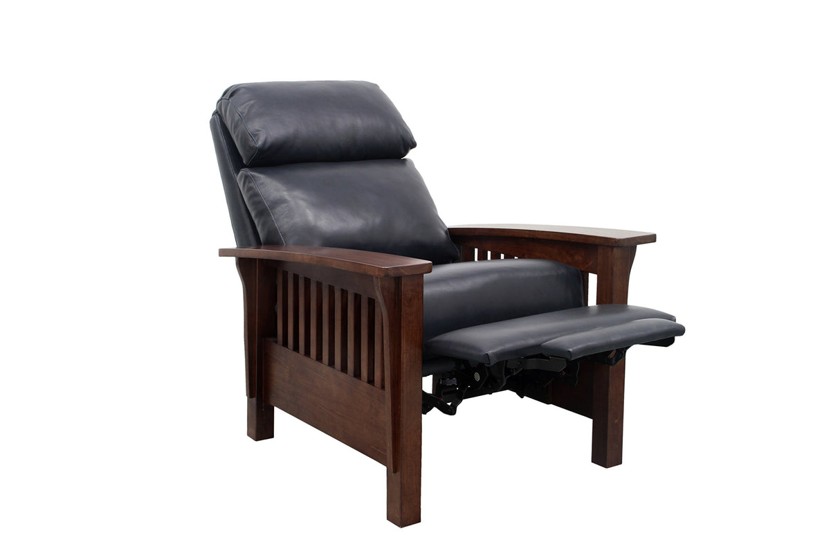 BarcaLounger Mission 7-3323 (Craftsman) All Leather Push Back Manual Recliner Chair - 5700-47 Shoreham Blue All Leather BarcaLounger