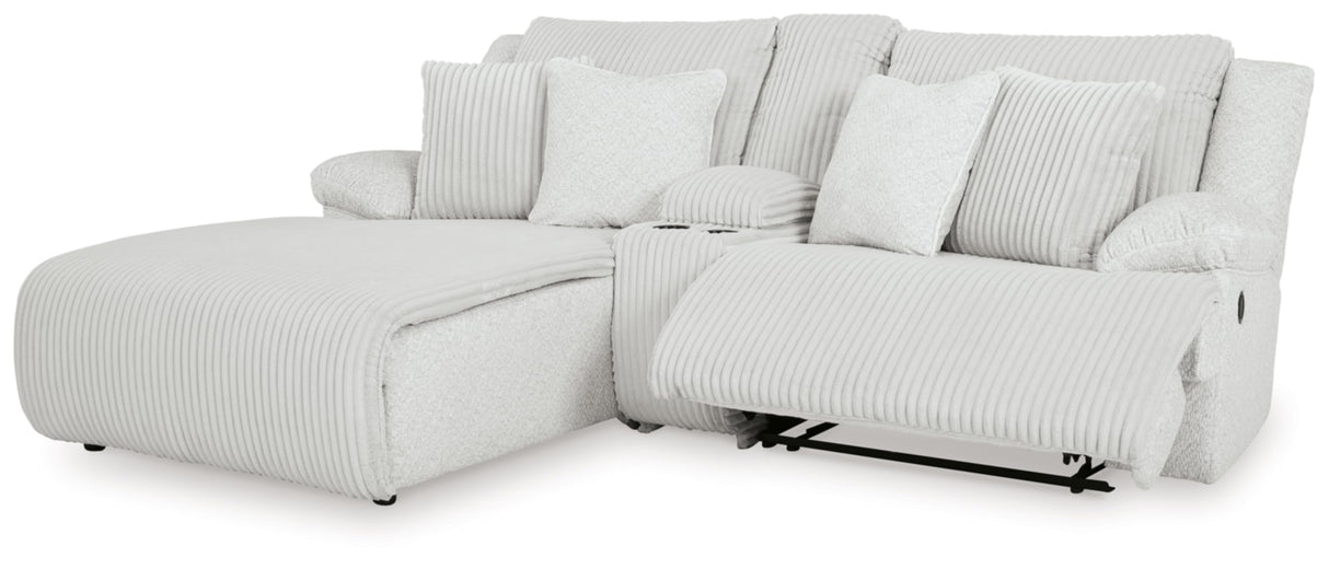 Signature Design by Ashley Top Tier Casual L-Shaped Left-Arm Facing 3-Piece Reclining Sectional Sofa with Chaise, Console Storage and 4 Accent Pillows, White Signature Design by Ashley