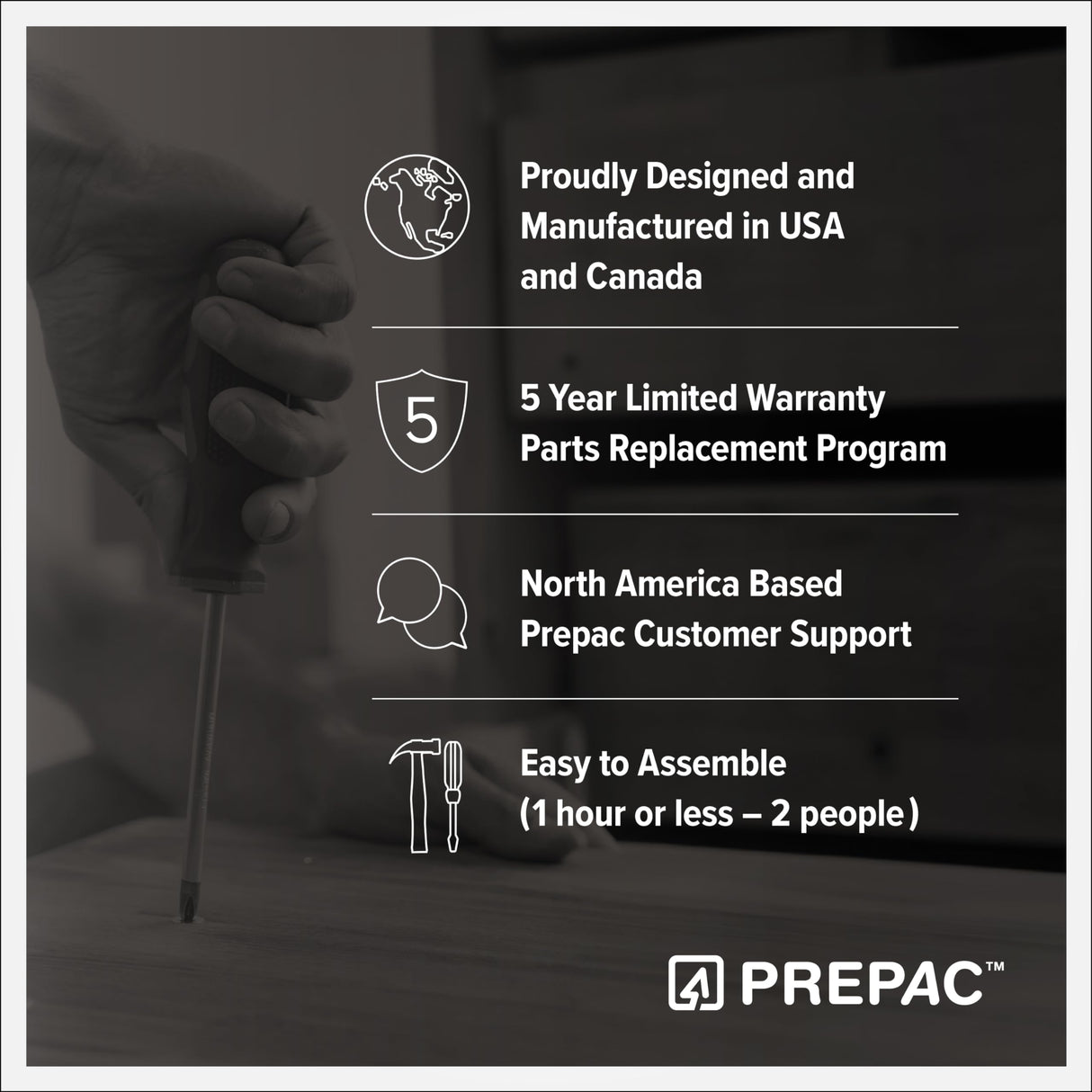 Prepac Simply Modern 6-Drawer Double Dresser for Bedroom, Chest of Drawers, Modern Bedroom Furniture, 52.5” wide x 16” deep x 29.5” tall, Black Prepac