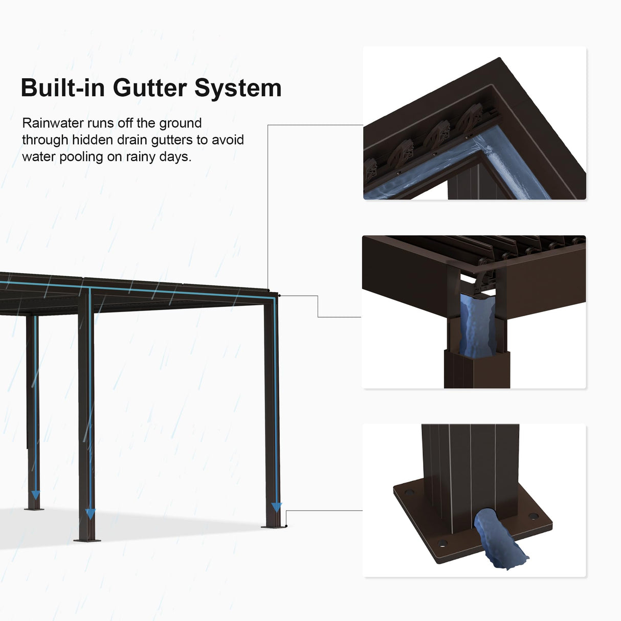 PURPLE LEAF Louvered Pergola 12' × 20' Outdoor Hardtop Gazebo Sun Shade with Adjustable Canopy Patio Aluminum Retractable Roof for Outside Deck Backyard Pavilion PURPLE LEAF
