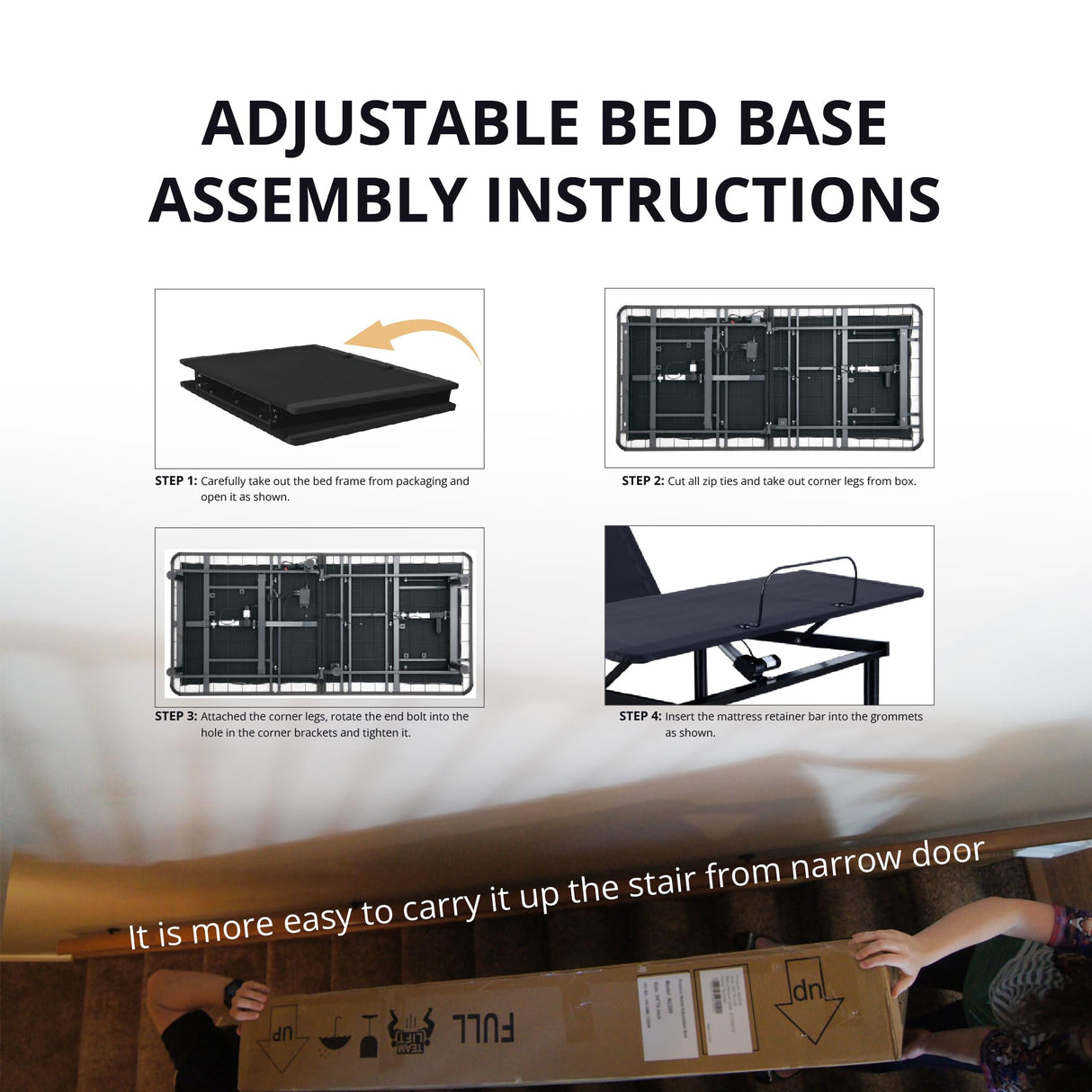 EGOHOME Split King Adjustable Bed Frame and 14 inch Memory Foam Mattress, Wireless Remote Adjustable Bed Base with 12" Metal Legs and Head and Foot Incline, Zero Gravity, Easy Assembly MLILY