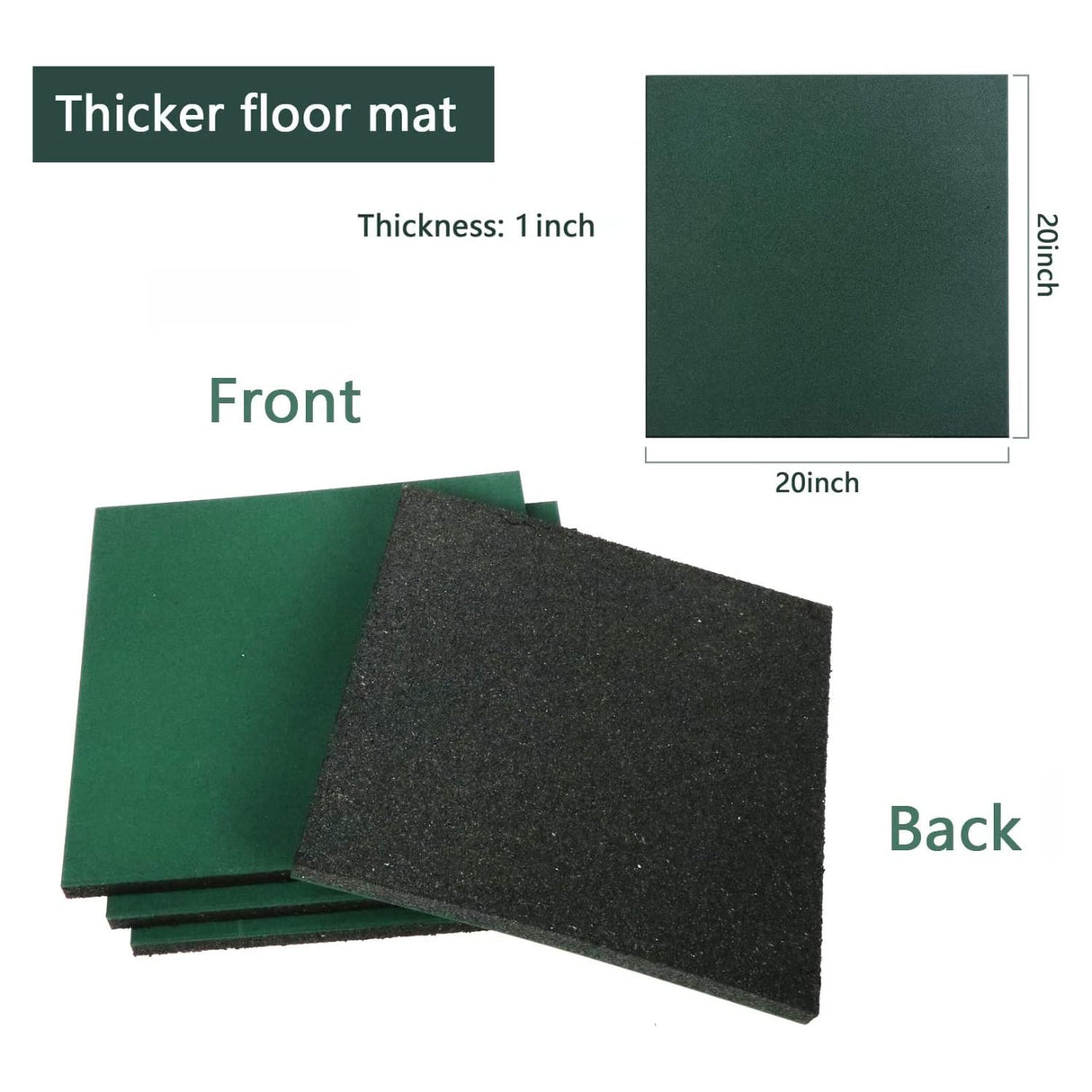 MYOYAY 4 Pack Interlocking Tiles 20"x20"x1" Heavy Duty Rubber Tile Green Non-Slip Flooring Mat for Playground Park Gym Indoor and Outdoor, Cover 11.12 Sq.FT MYOYAY