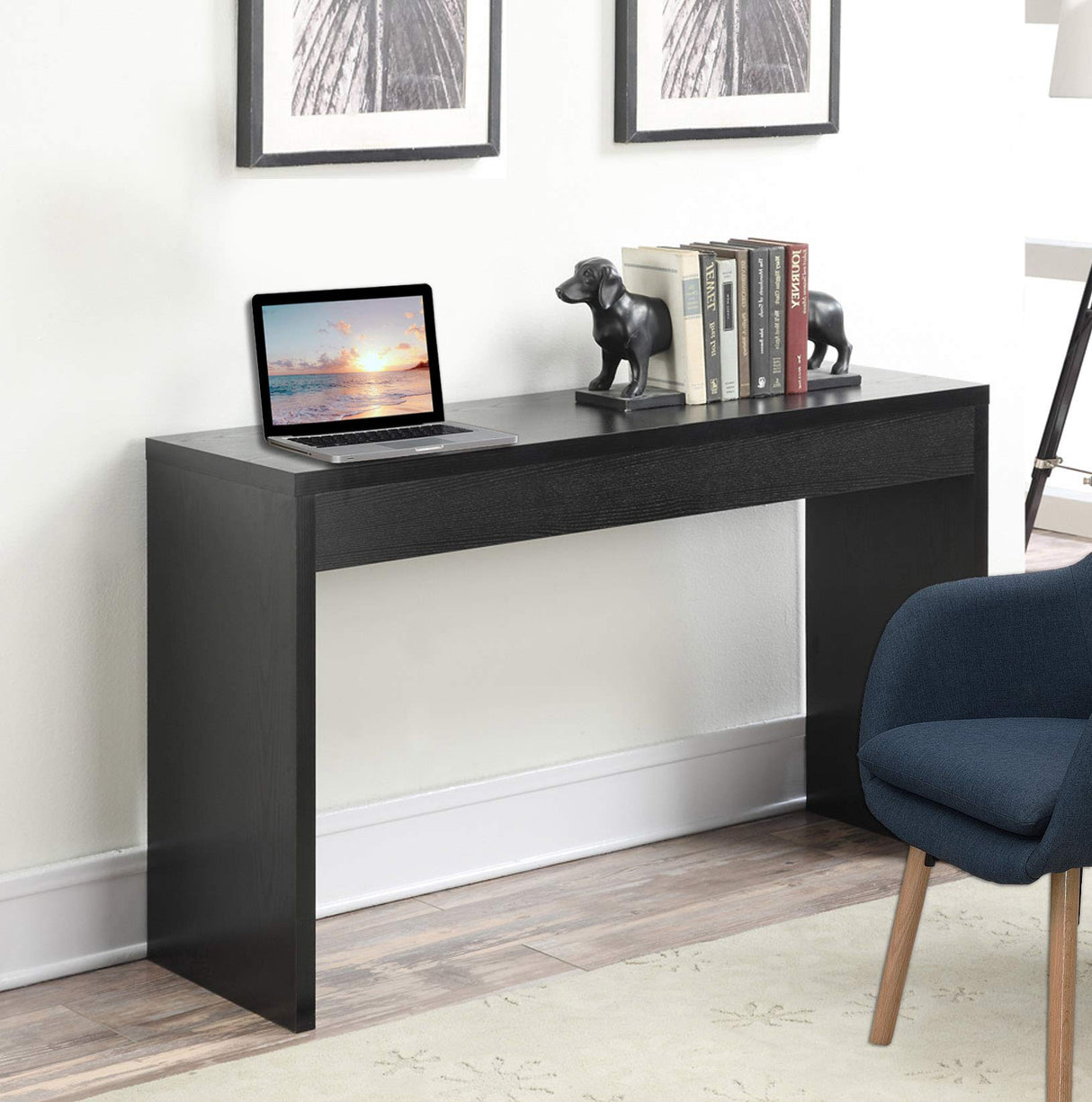 Convenience Concepts Northfield Hall Console Desk Table, 48(L) x 15.5(W) x 28"(H), Black Convenience Concepts