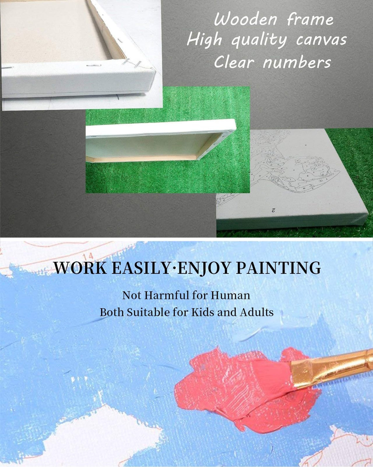 Zoileodpish Clouds Paint by Numbers Blue Sky Painting on Canvas Kit for Adults Beginners with Wooden Frame Easy to Paint DIY for Home Wall Decor Gift, 16" Wx12 L Zoileodpish