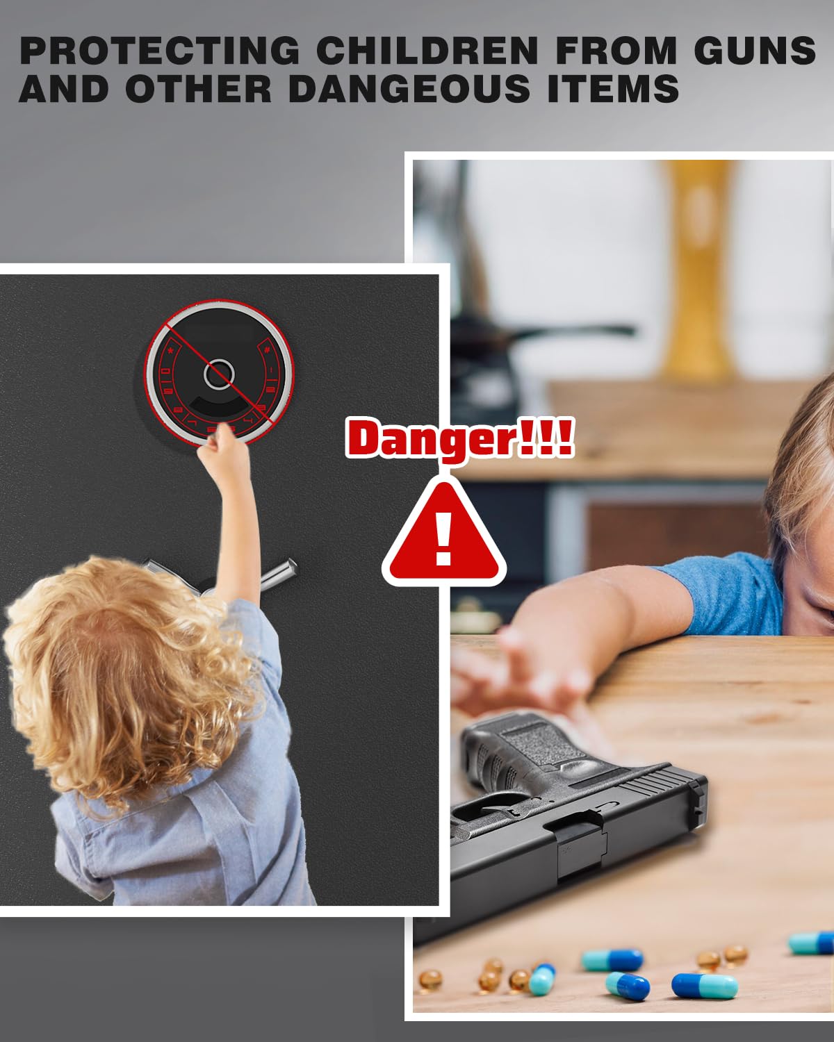 Luzfuego 20-25 Large Gun Safe, Fingerprint Gun Safe for Rifles and Pistols with LCD Keypad & Gun Rack, Unassembled Long Gun Cabinet for Home and Shotguns with Mute Function & Dual Alarm Luzfuego